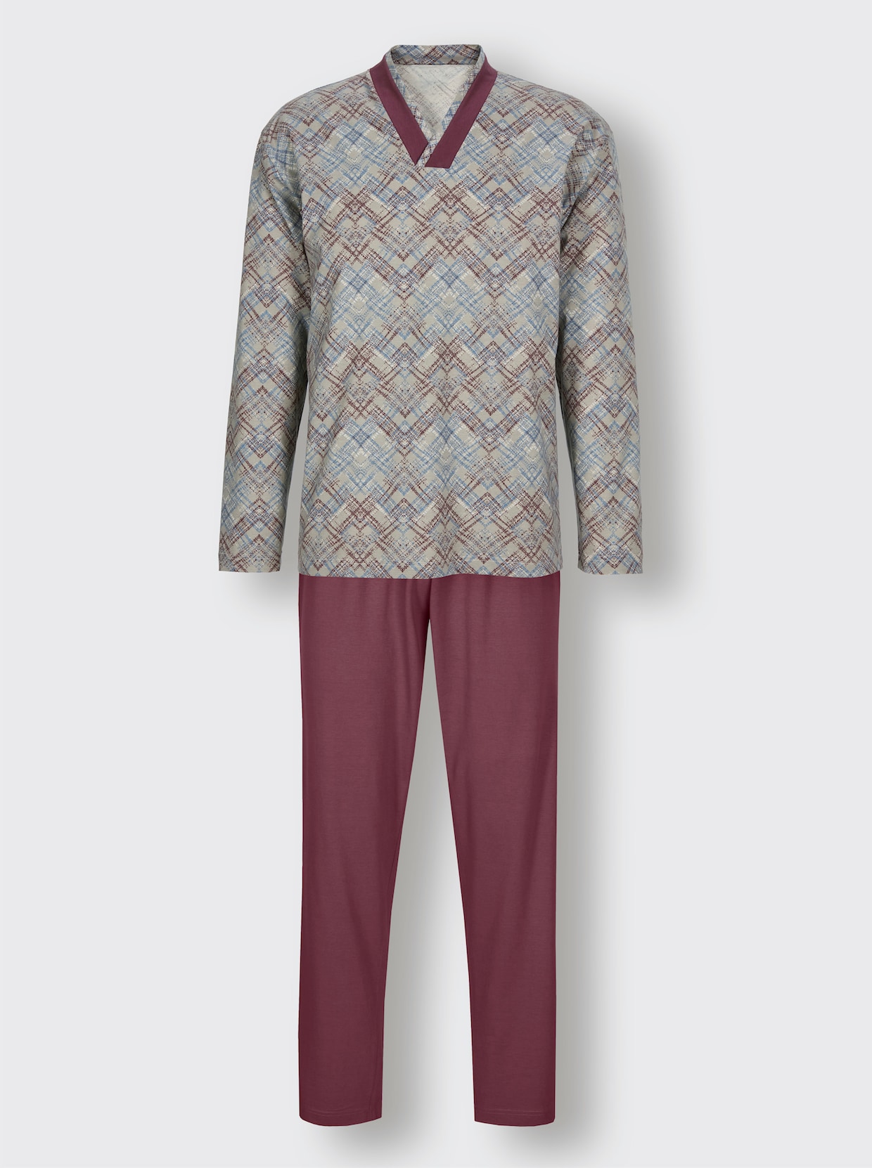 götting Pyjama - grijs/rood geprint