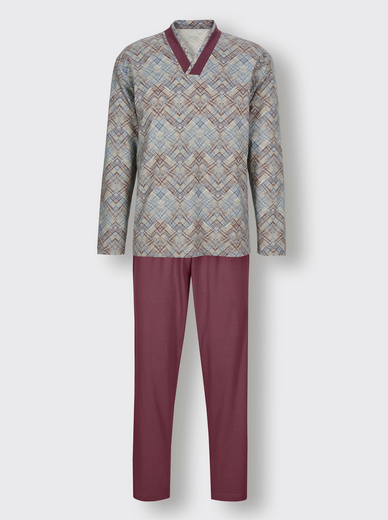 götting Schlafanzug von Götting - grau-rot-bedruckt