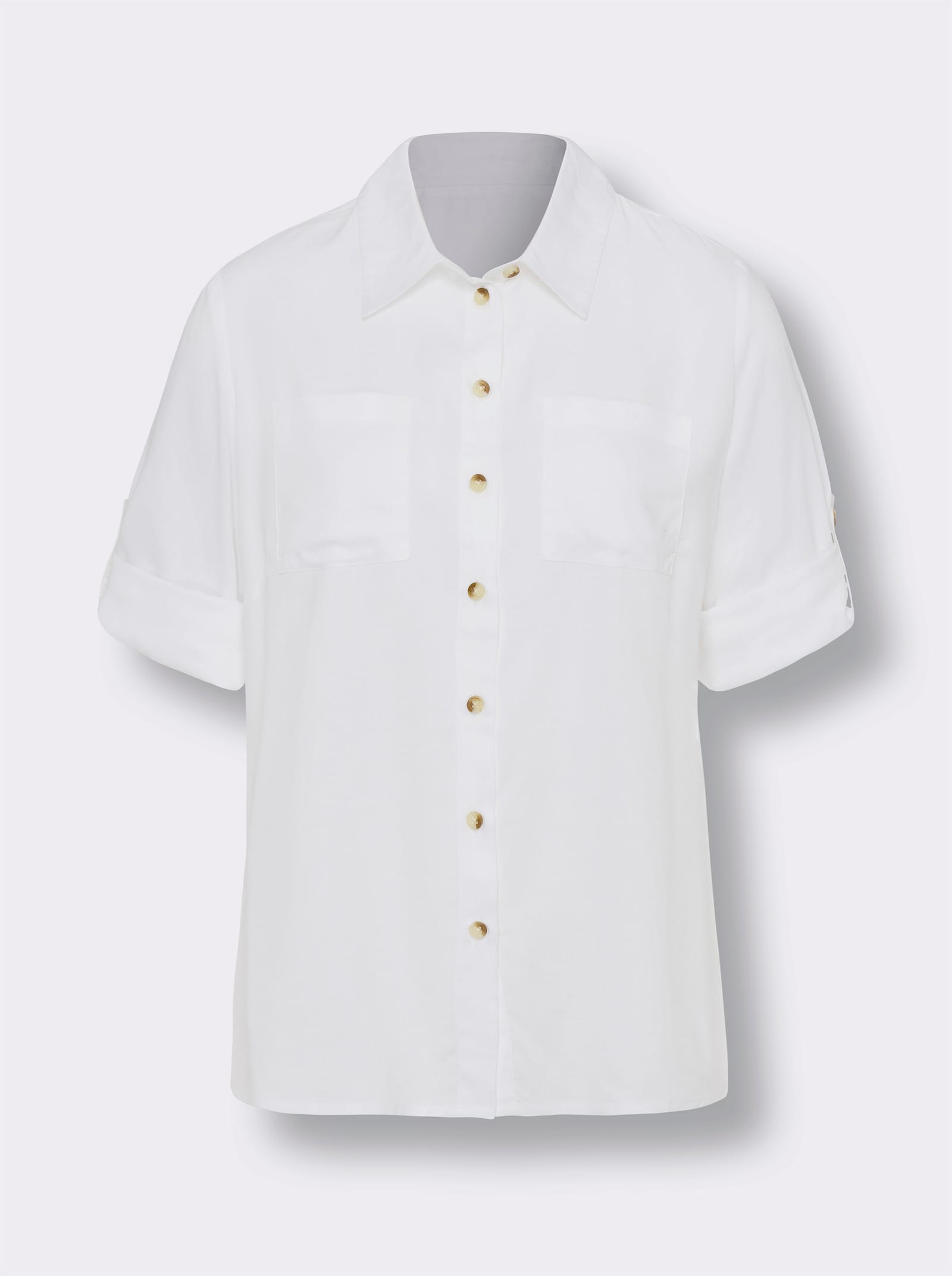 Overhemdblouse met knopen in hoornlook - wit
