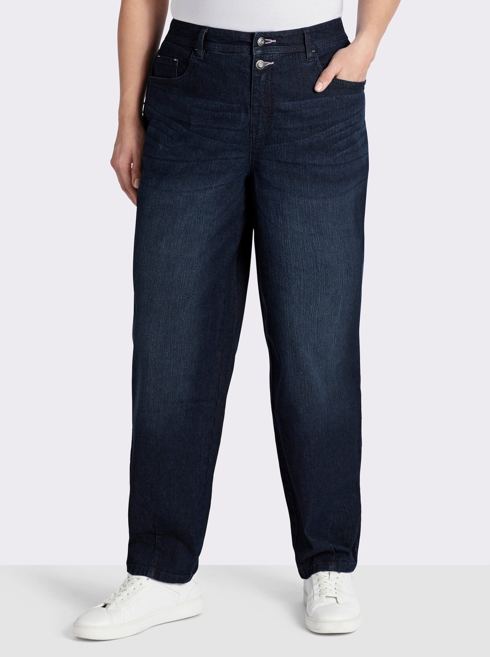 sheego 5-pocketjeans met barrel-leg - dark-blue