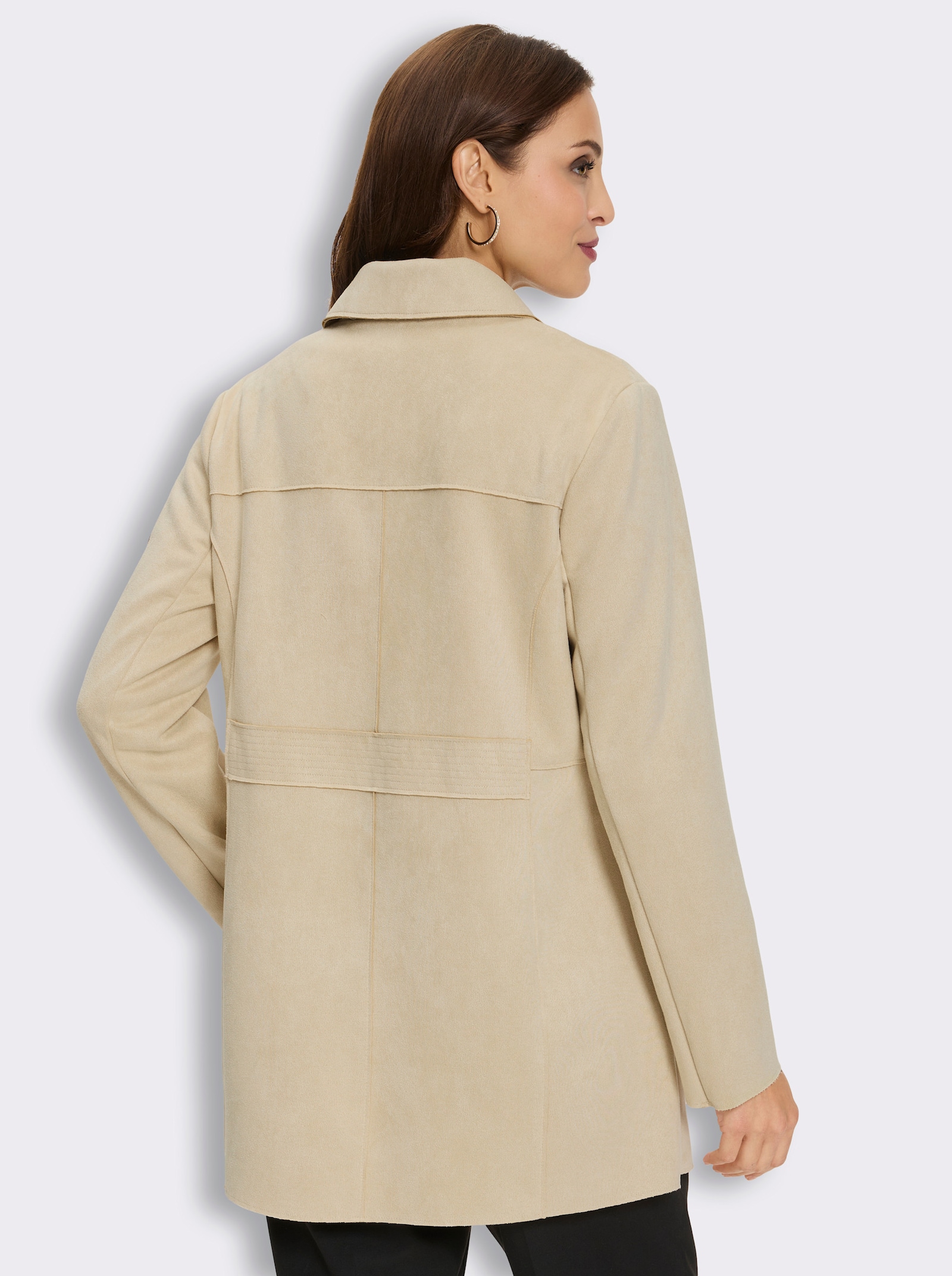 Longblazer in Veloursleder-Optik - sand
