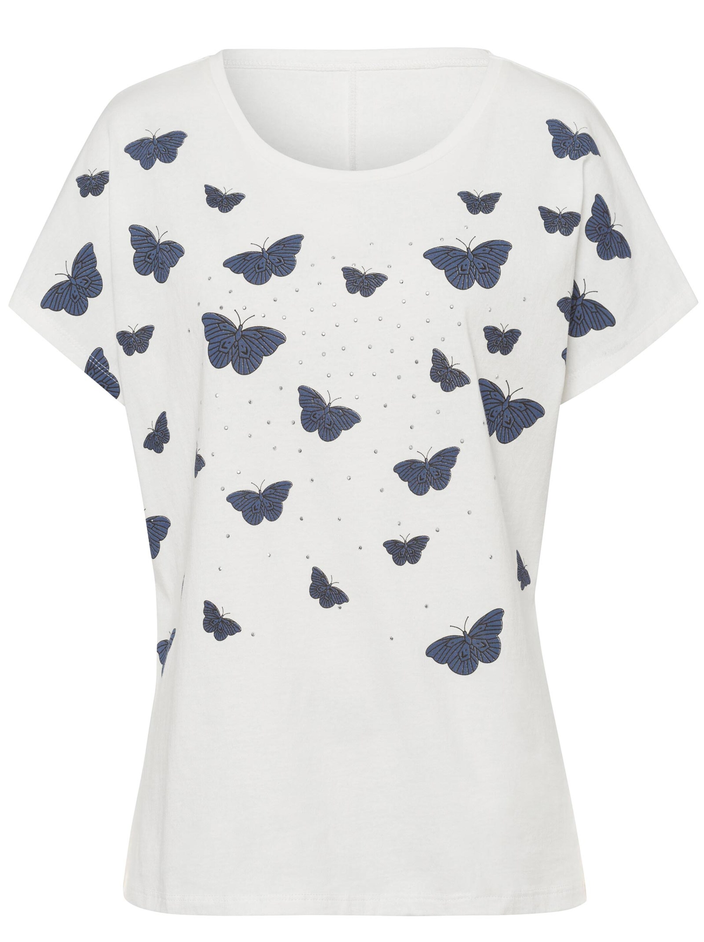 Shirt - ecru-marine-bedruckt