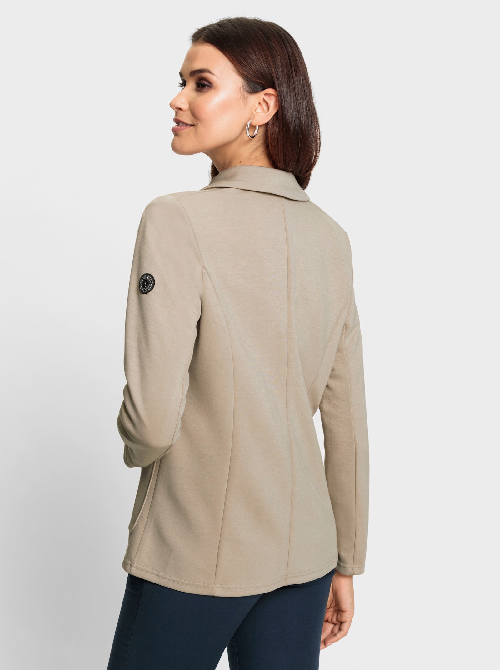 Sweatblazer mit flachen Schulterpolstern - beige