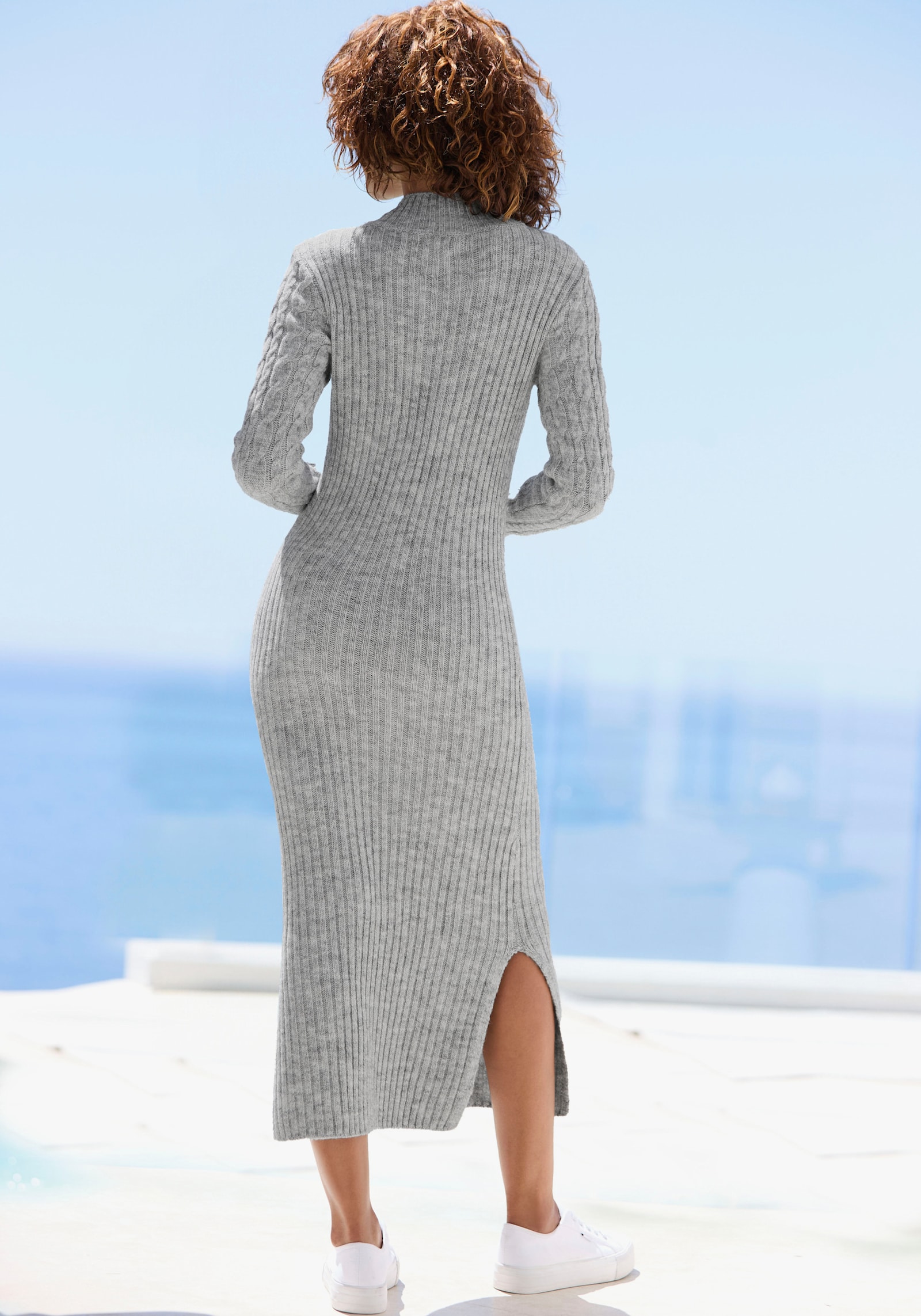 LASCANA Strickkleid - grau meliert