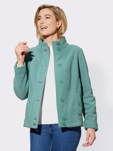 Fleecejacke mit Kontrast-Futter - salbei-meliert