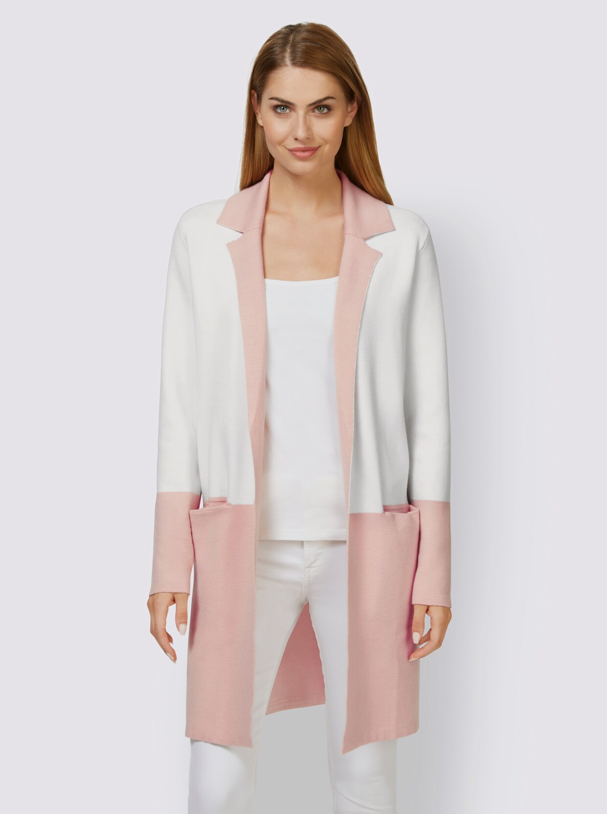 heine Strickjacke - ecru-puder-gemustert