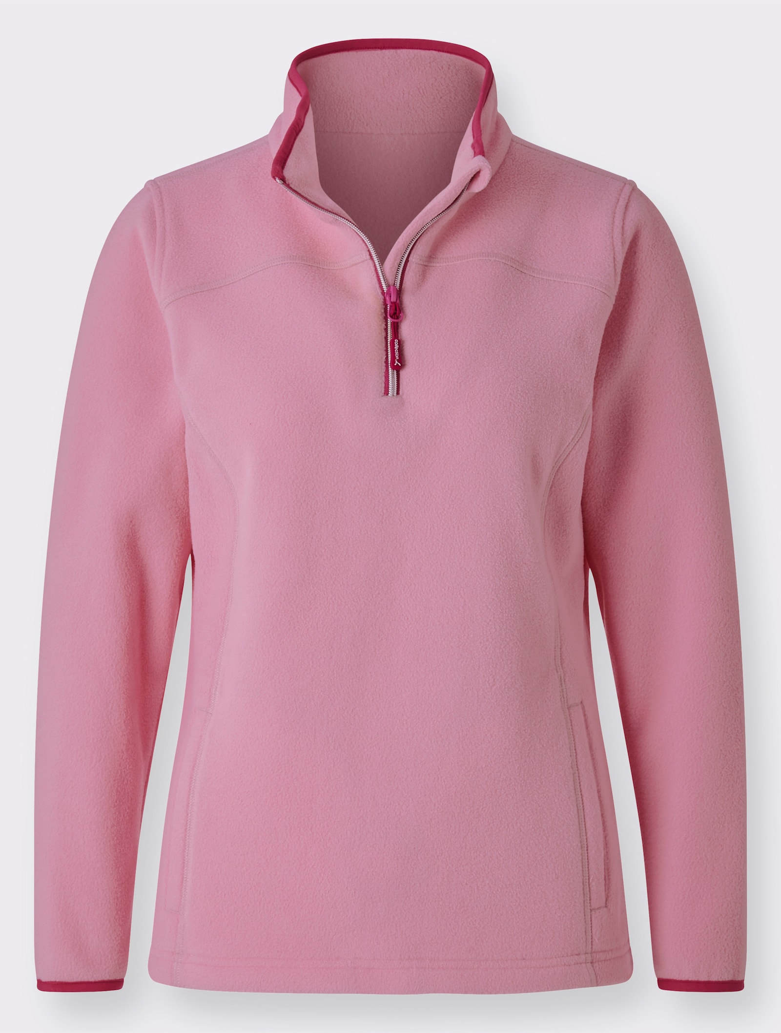 Fleeceshirt mit Stehkragen und Reißverschluss - rosé