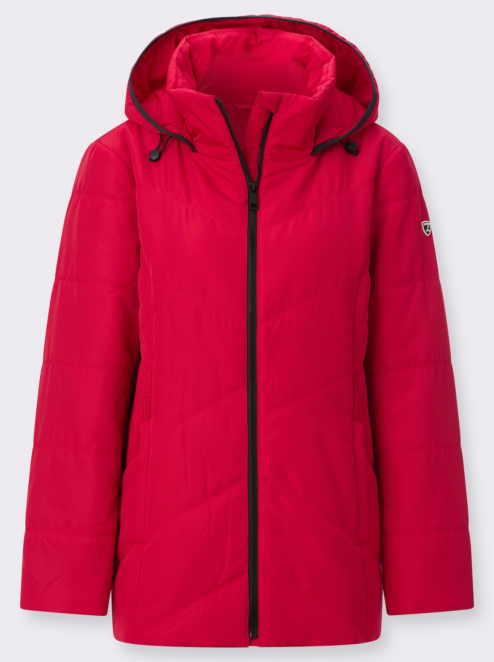 Steppjacke mit gesmokten Seitenpartien - rot