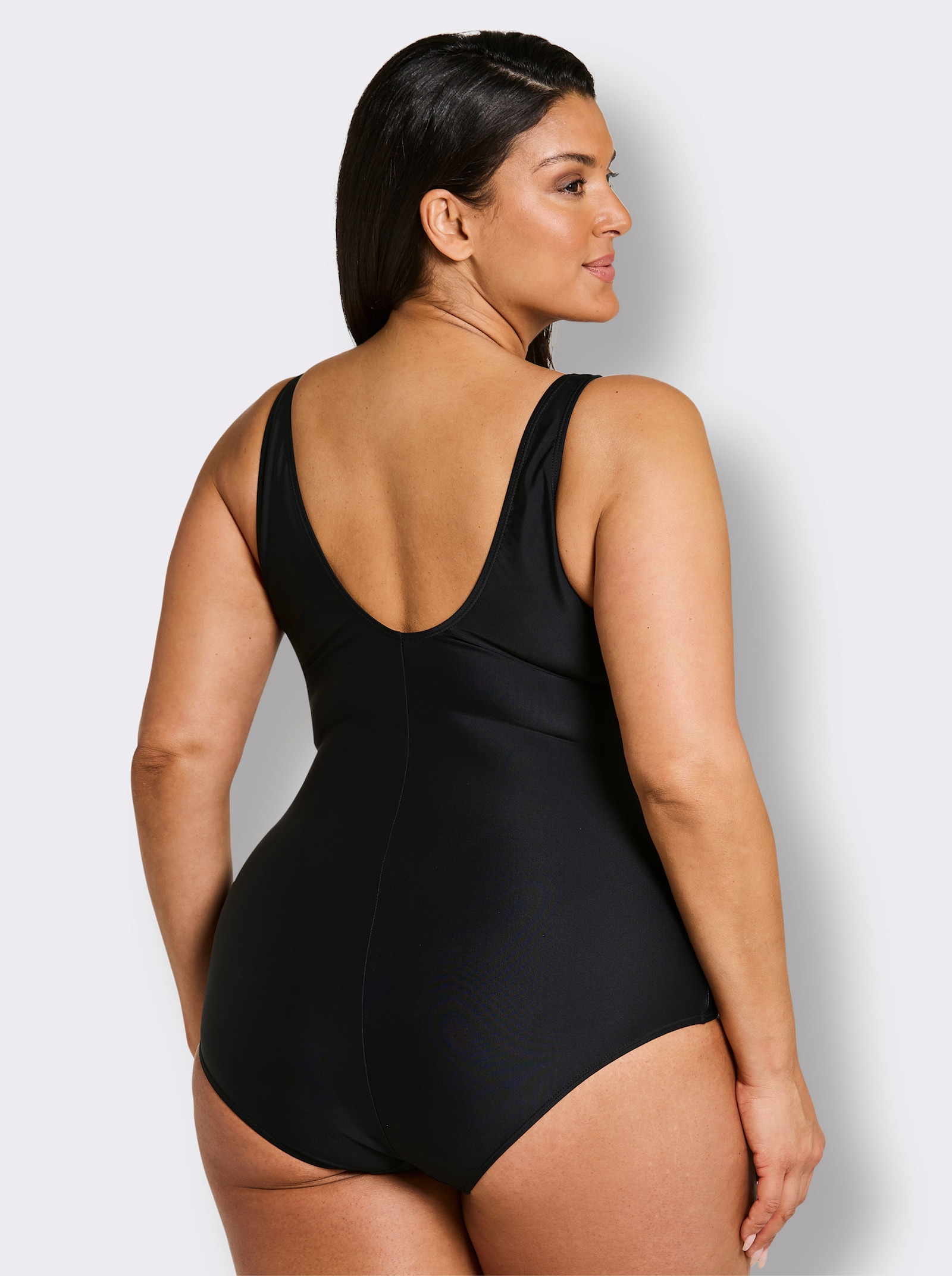 Badeanzug mit Unterbrustband, bedruckt - schwarz-weiß-bedruckt