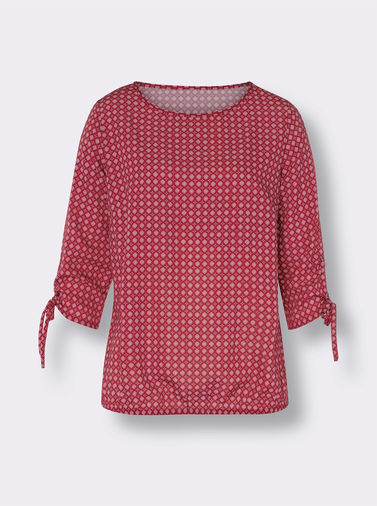 Comfortabele blouse - rood/flamingo bedrukt