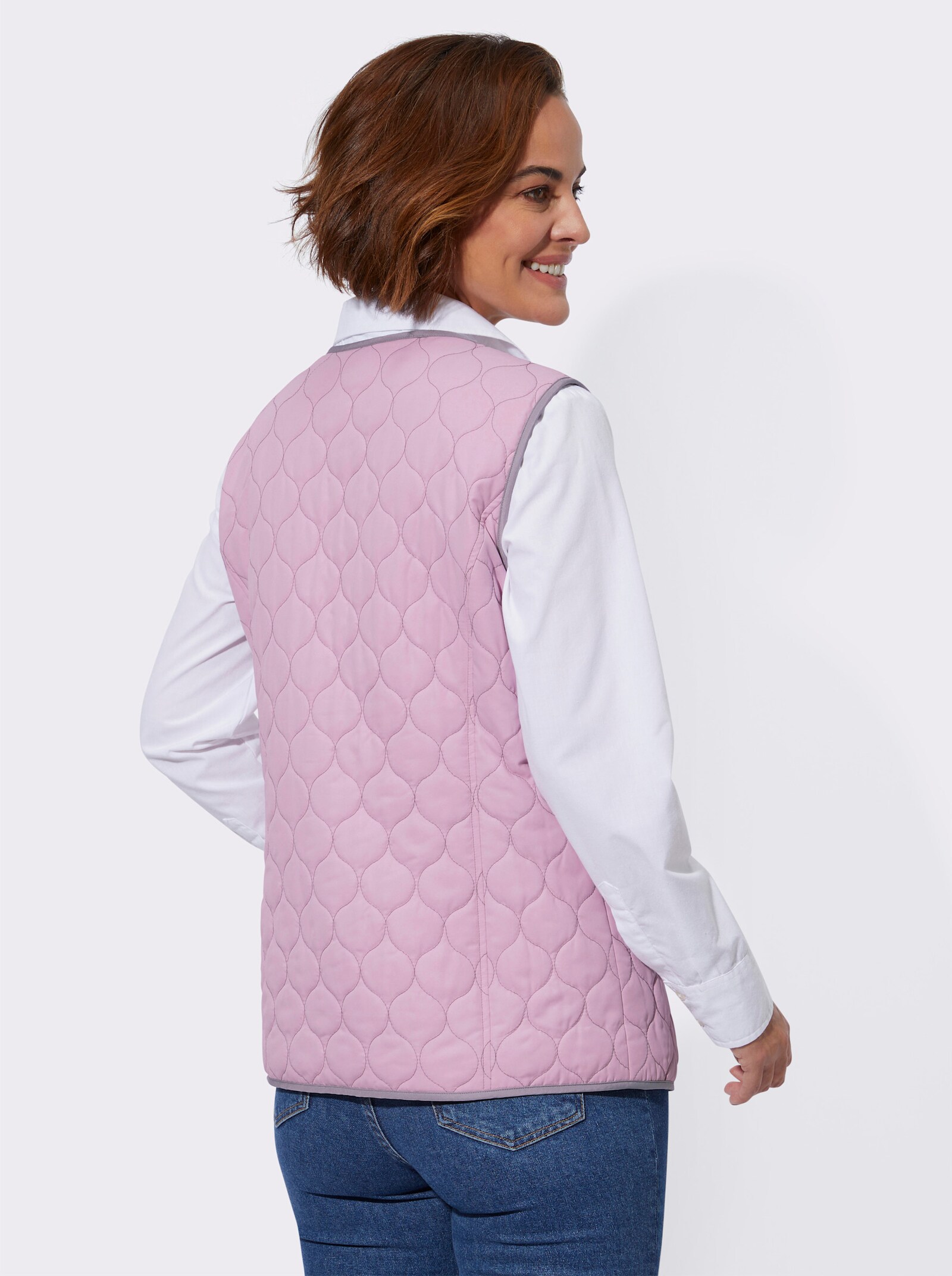 Steppweste mit Kontrasten - rosé