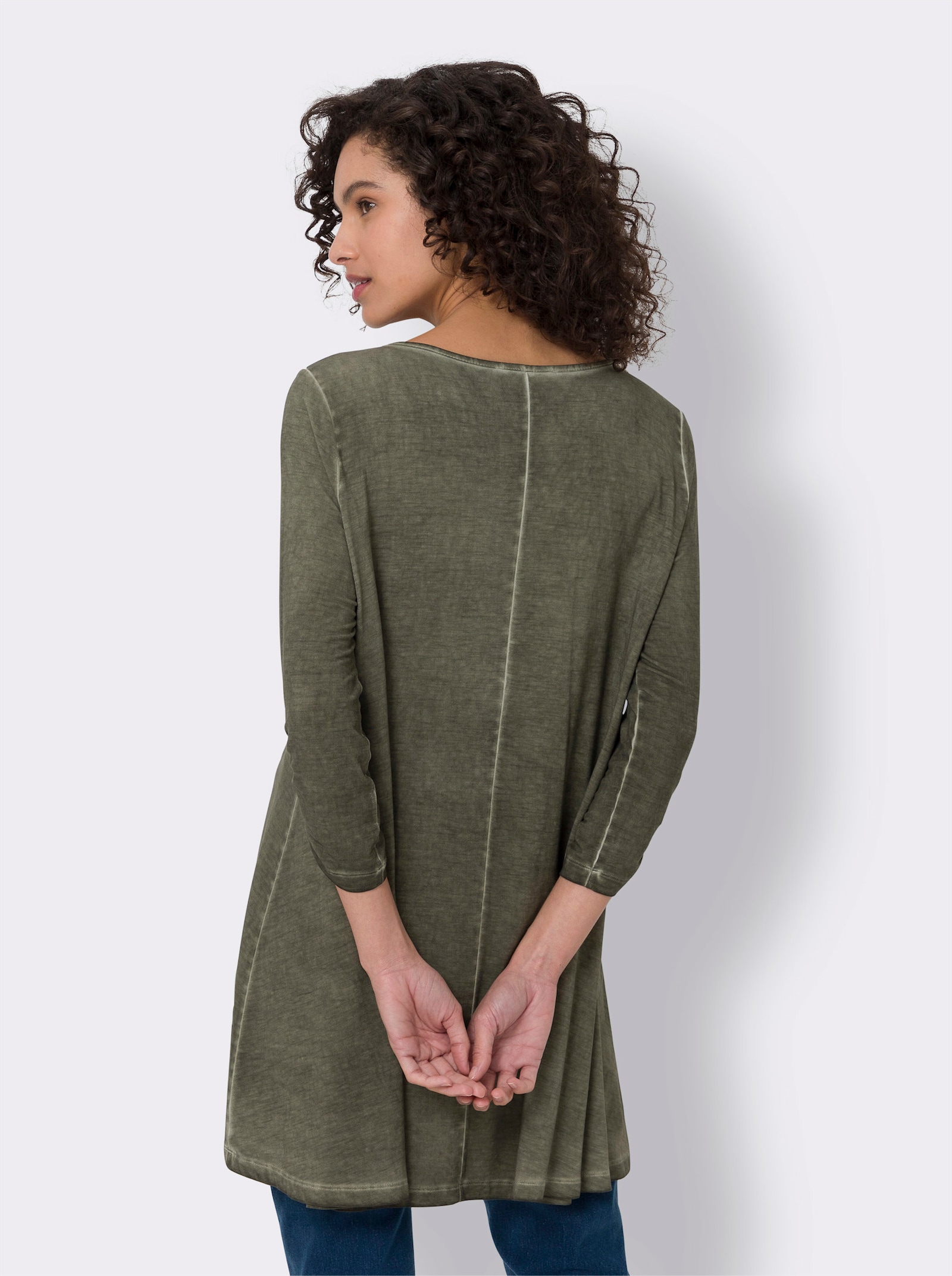 heine Shirt met 3/4-mouwen in oil dyed-wassing - kaki