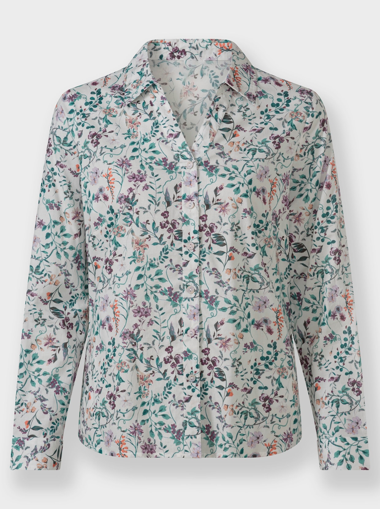 Druckbluse - ecru-traube-bedruckt