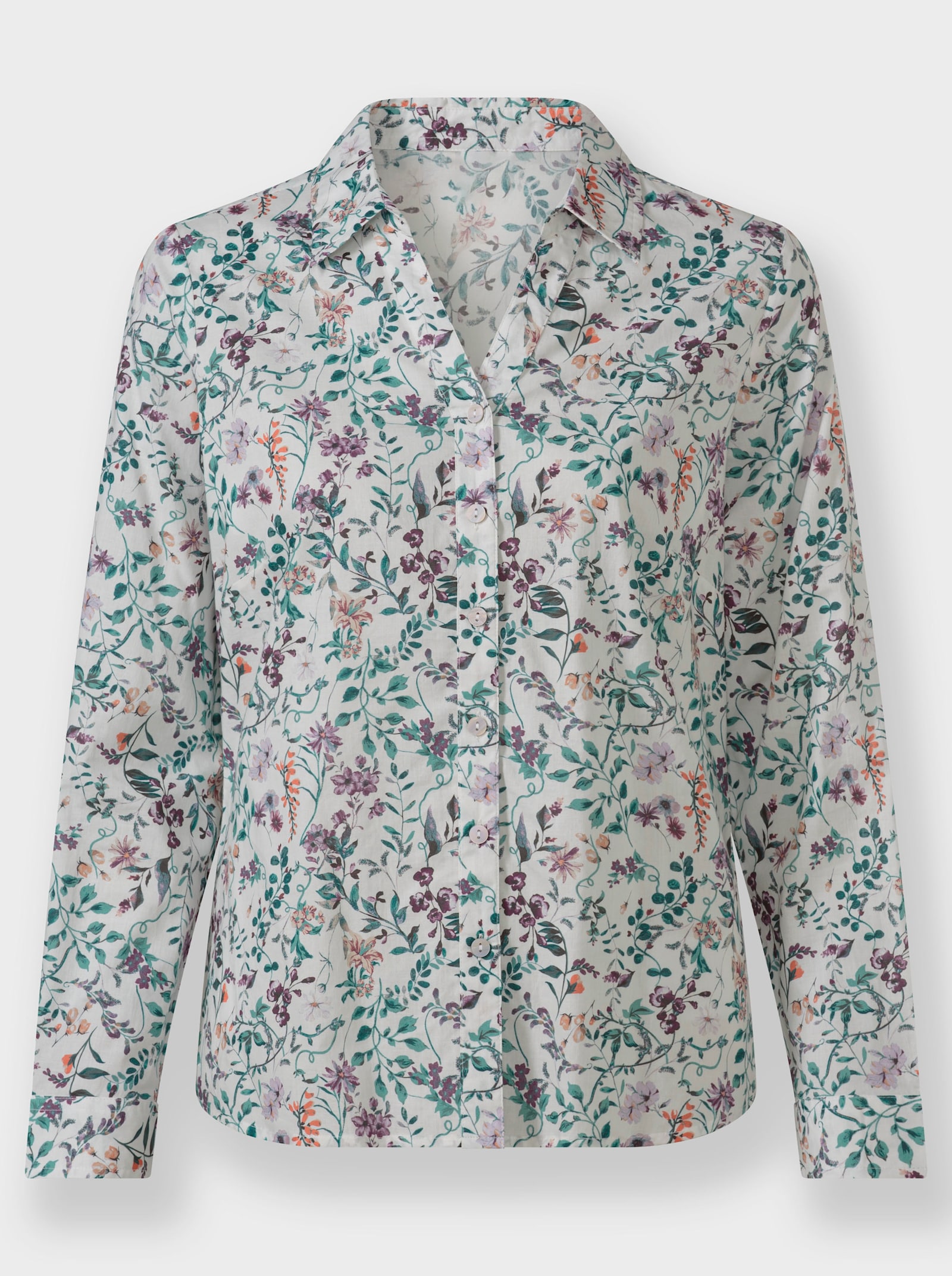 Blouse met print en knoopsluiting - Ecru/druif bedrukt