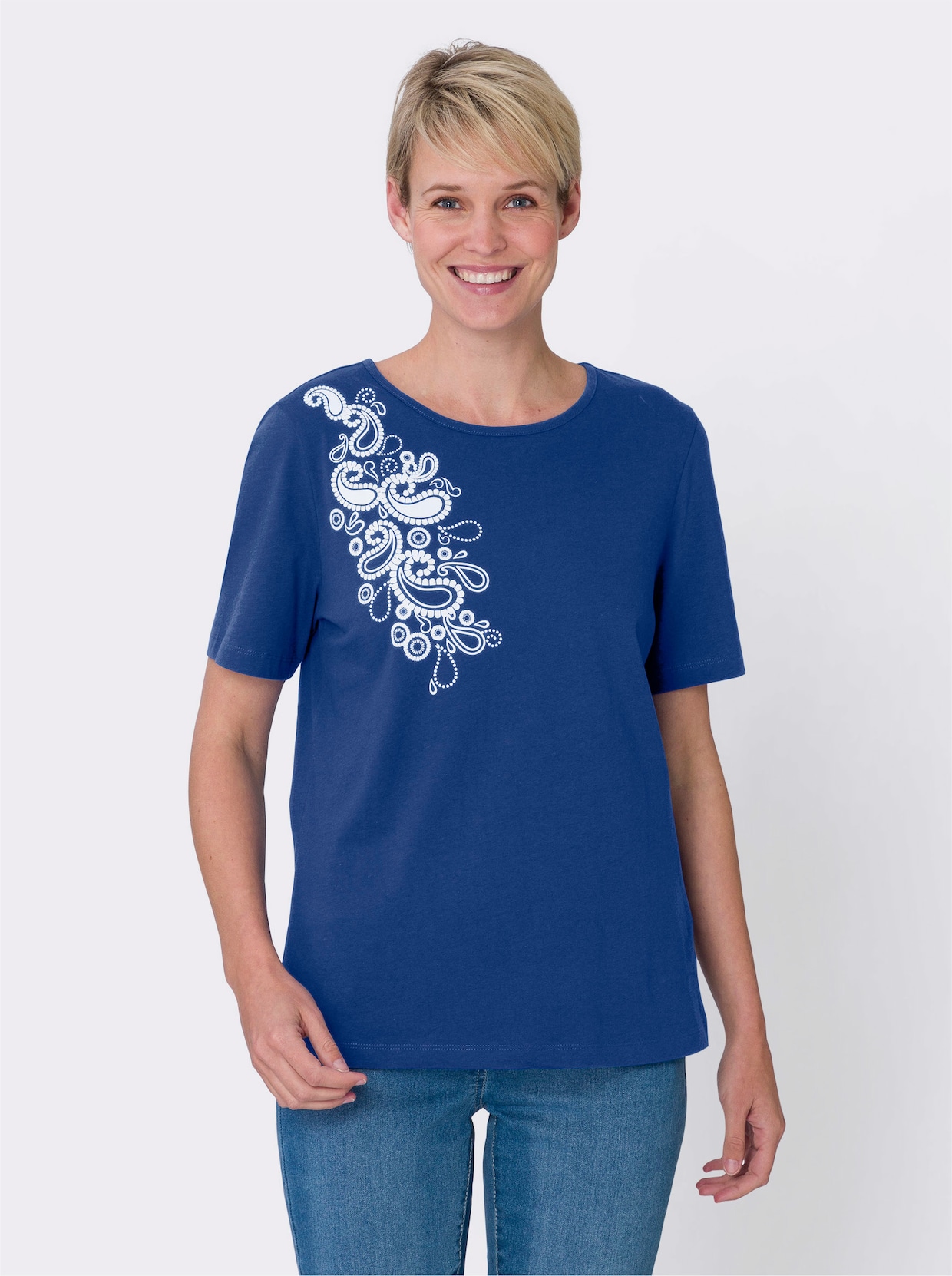 Shirt - koningsblauw/wit