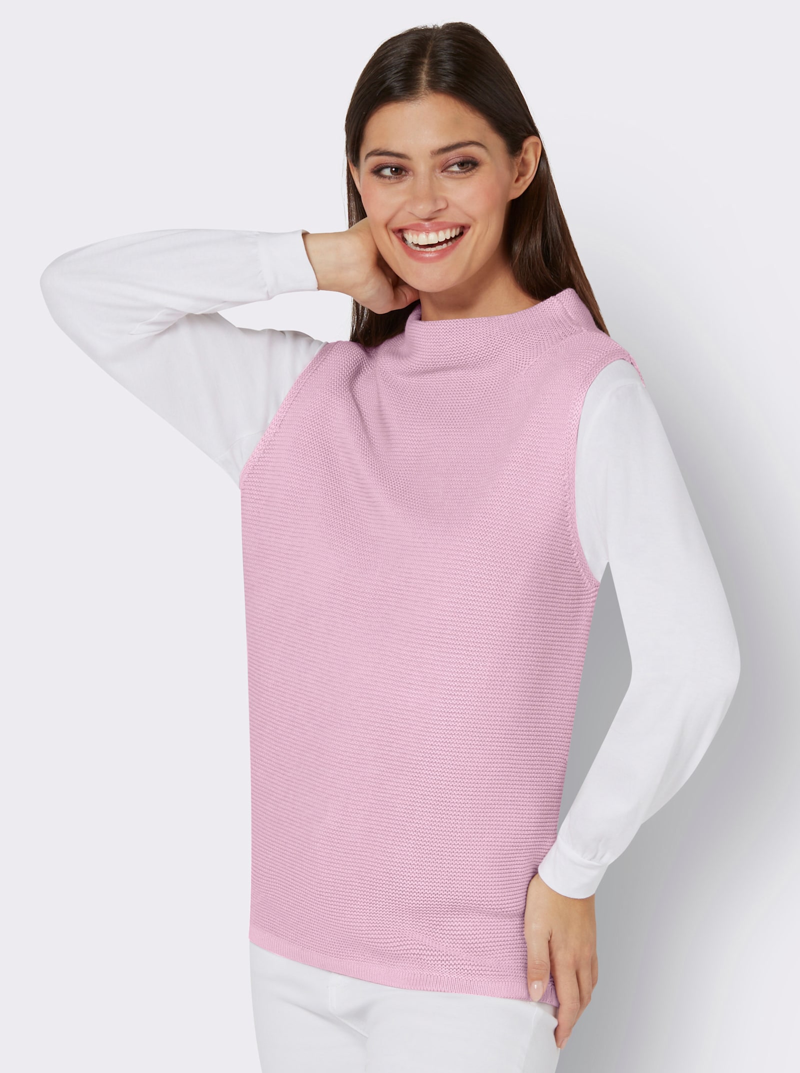 Pullunder in Linksstrick-Struktur - rosé