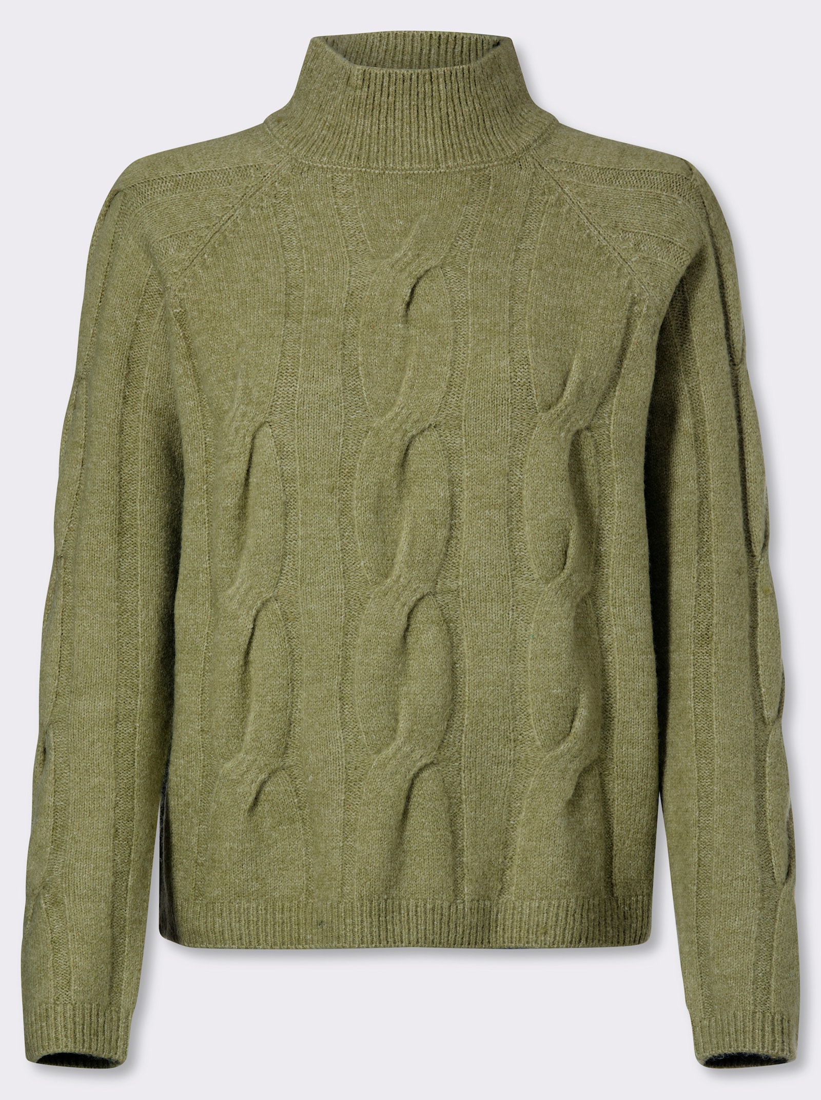 heine Strickpullover mit Zopfstrickmuster - schilf