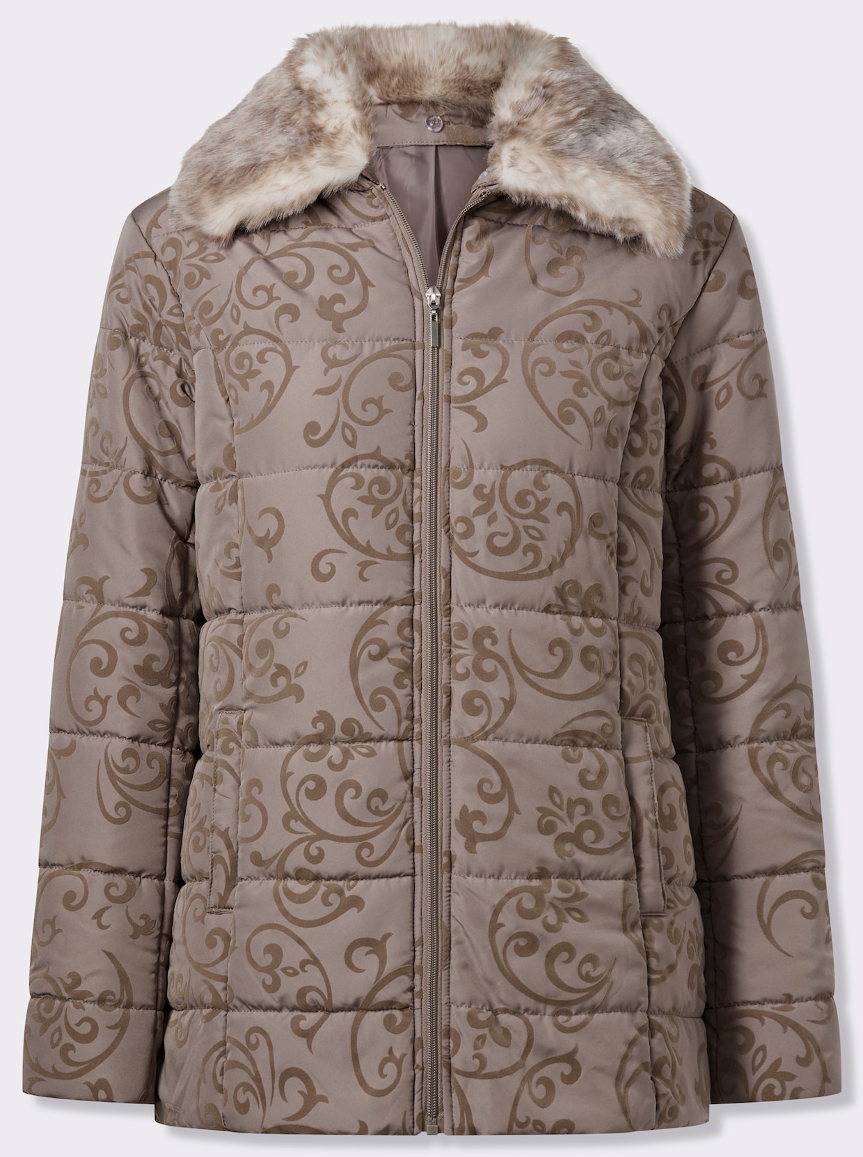 Jacke mit Flock-Print - taupe