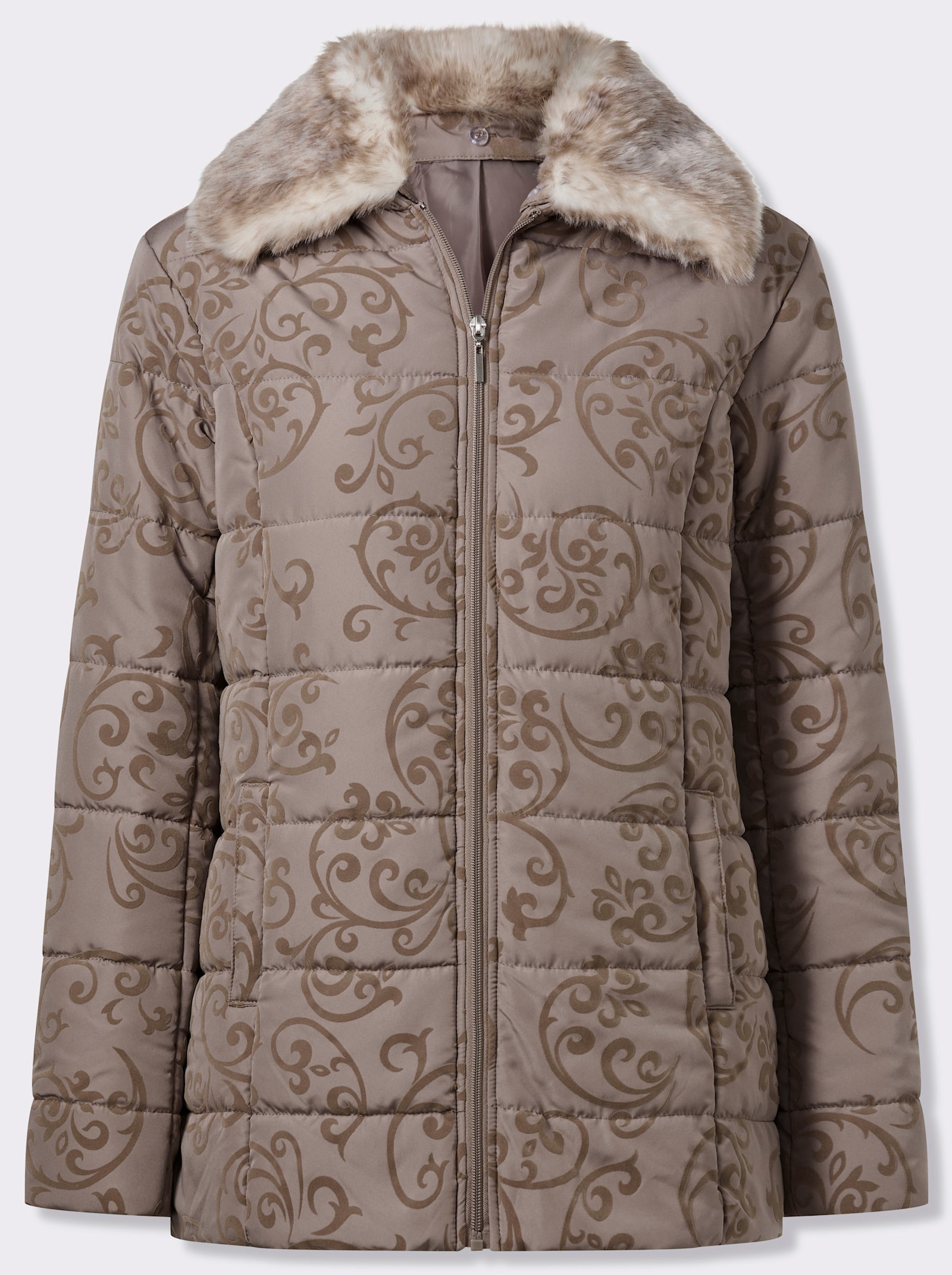 Jacke mit Flock-Print - taupe