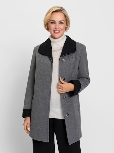 Wolljacke in Longform - anthrazit-meliert