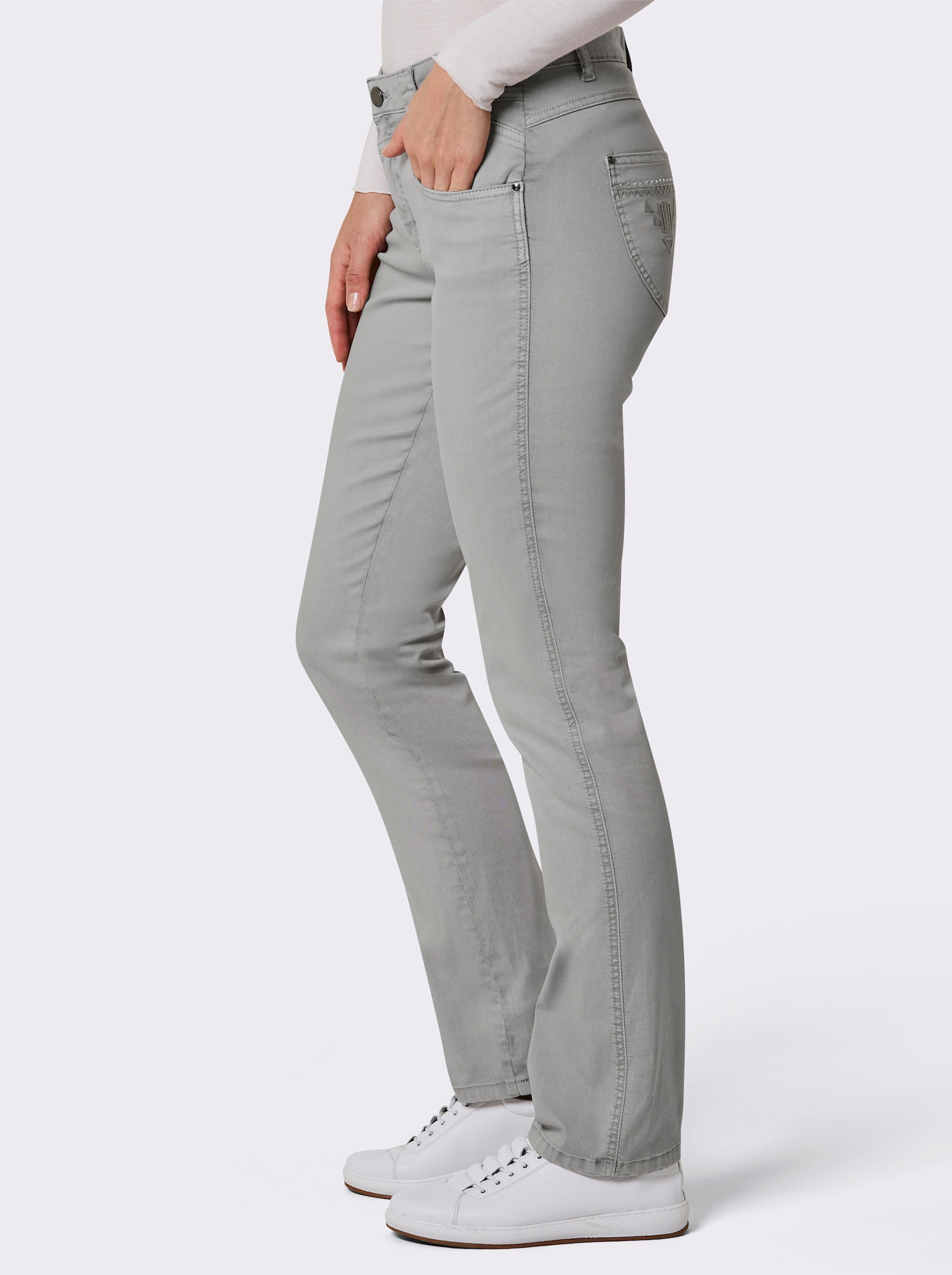 CREATION L PREMIUM Gerade Jeans mit Lyocell-Anteil - steingrau