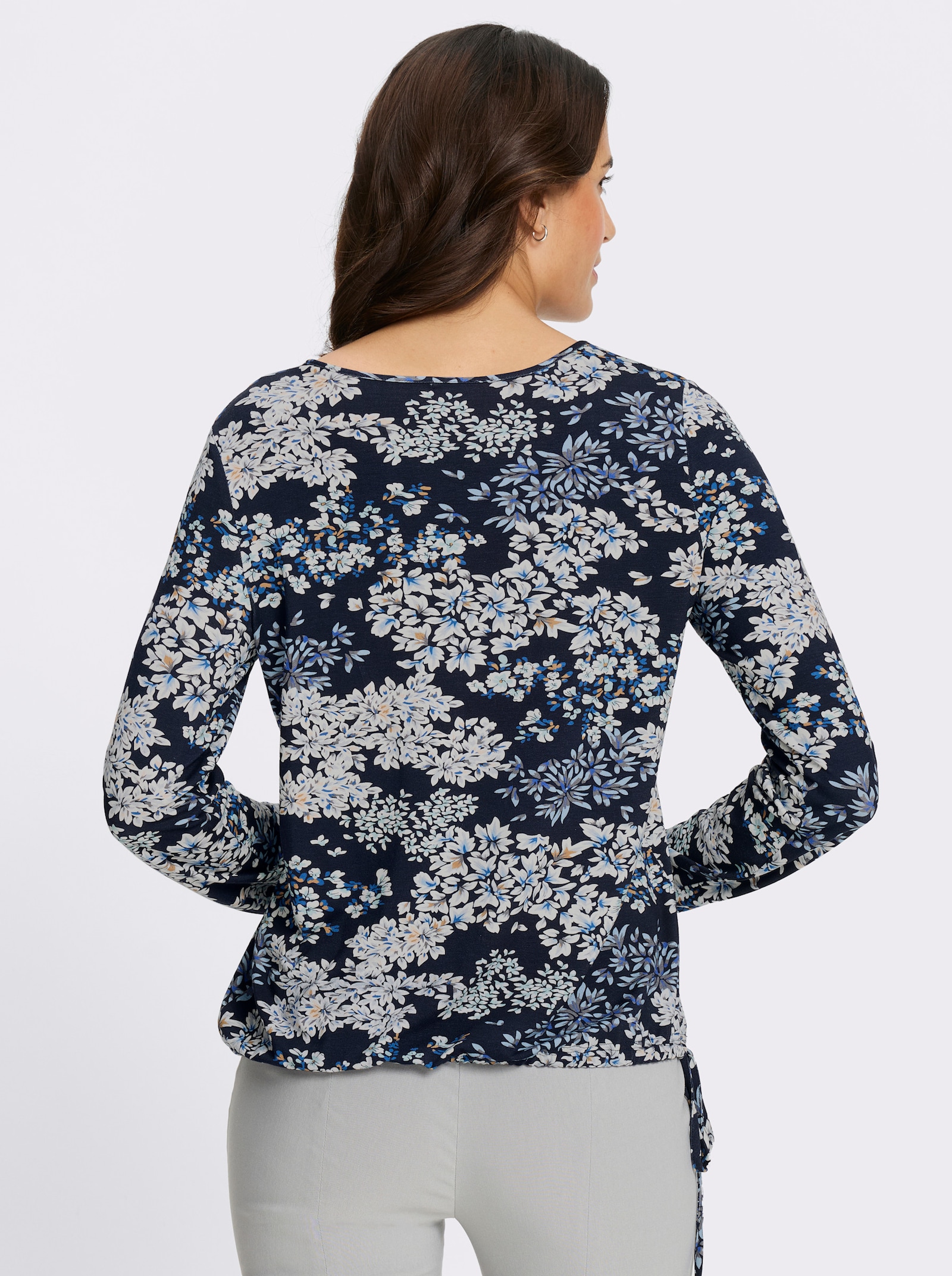 Print-Shirt - marine-ecru-bedruckt
