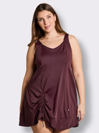 sheego Badekleid mit Raffung am Saum - burgund