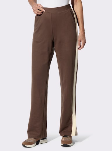 Sweathose mit Galonstreifen - schoko-beige