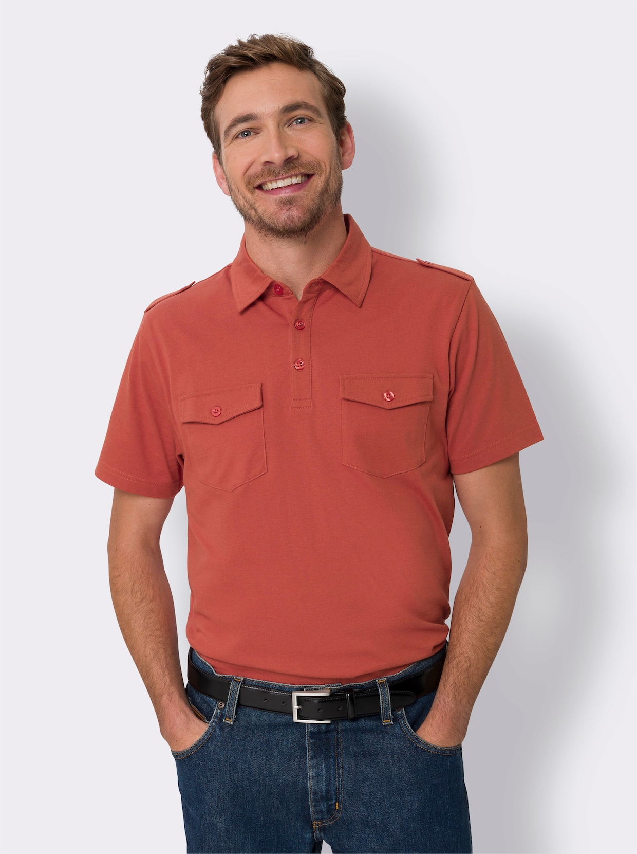 Poloshirt met korte mouwen - roestrood