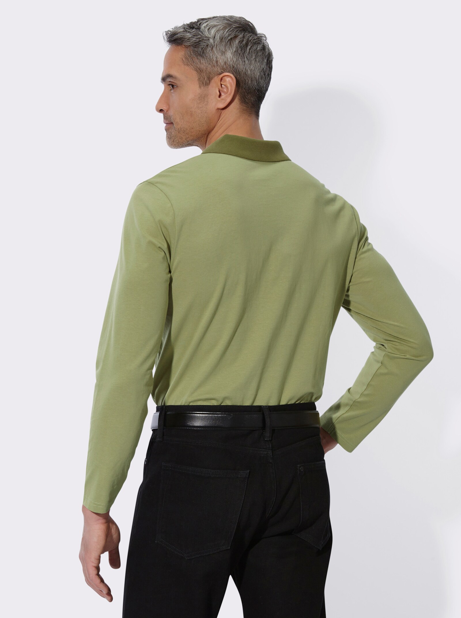 Poloshirt mit langen Ärmeln - schilf