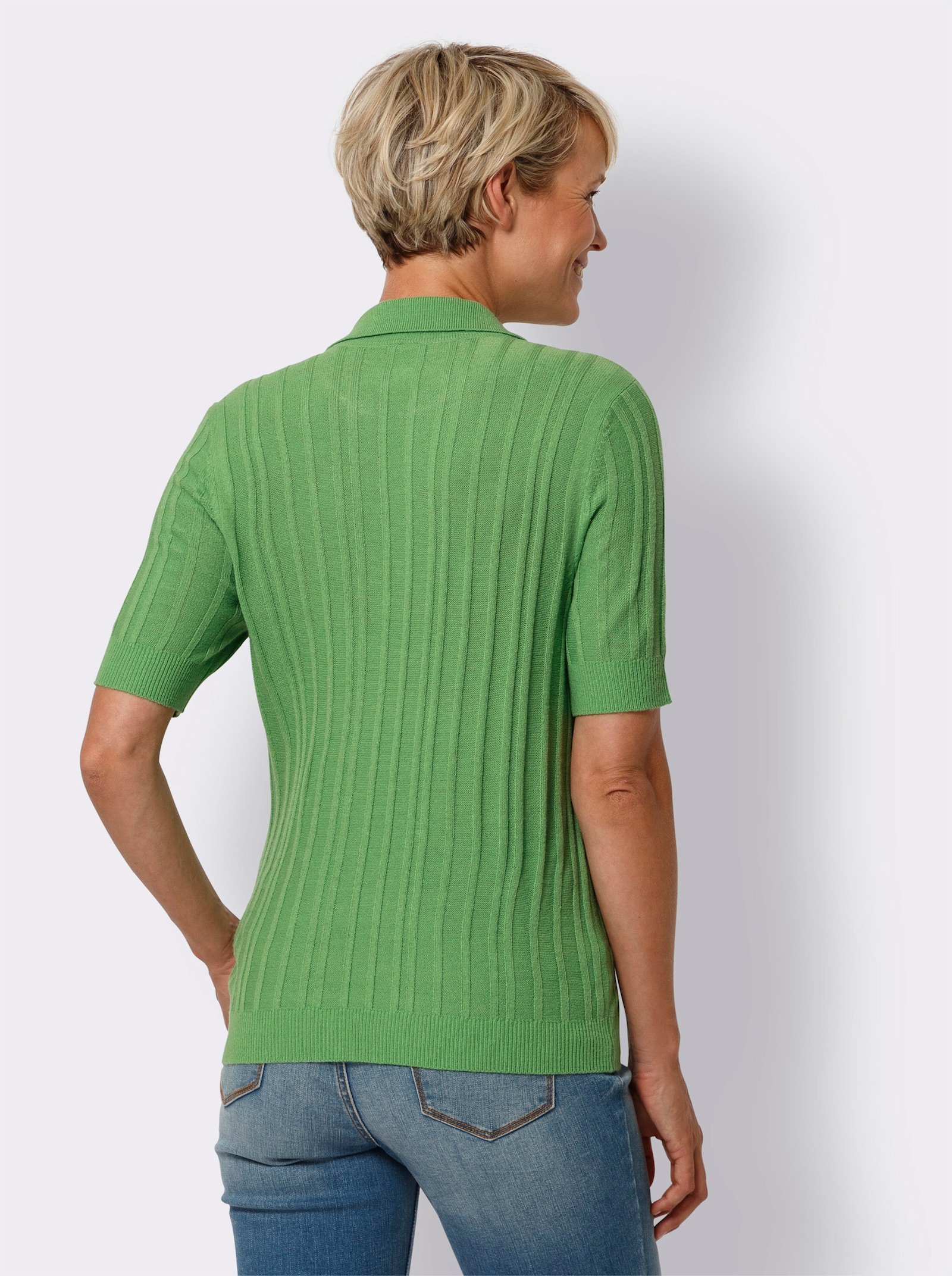 Polopullover mit Ripp-Muster - apfel