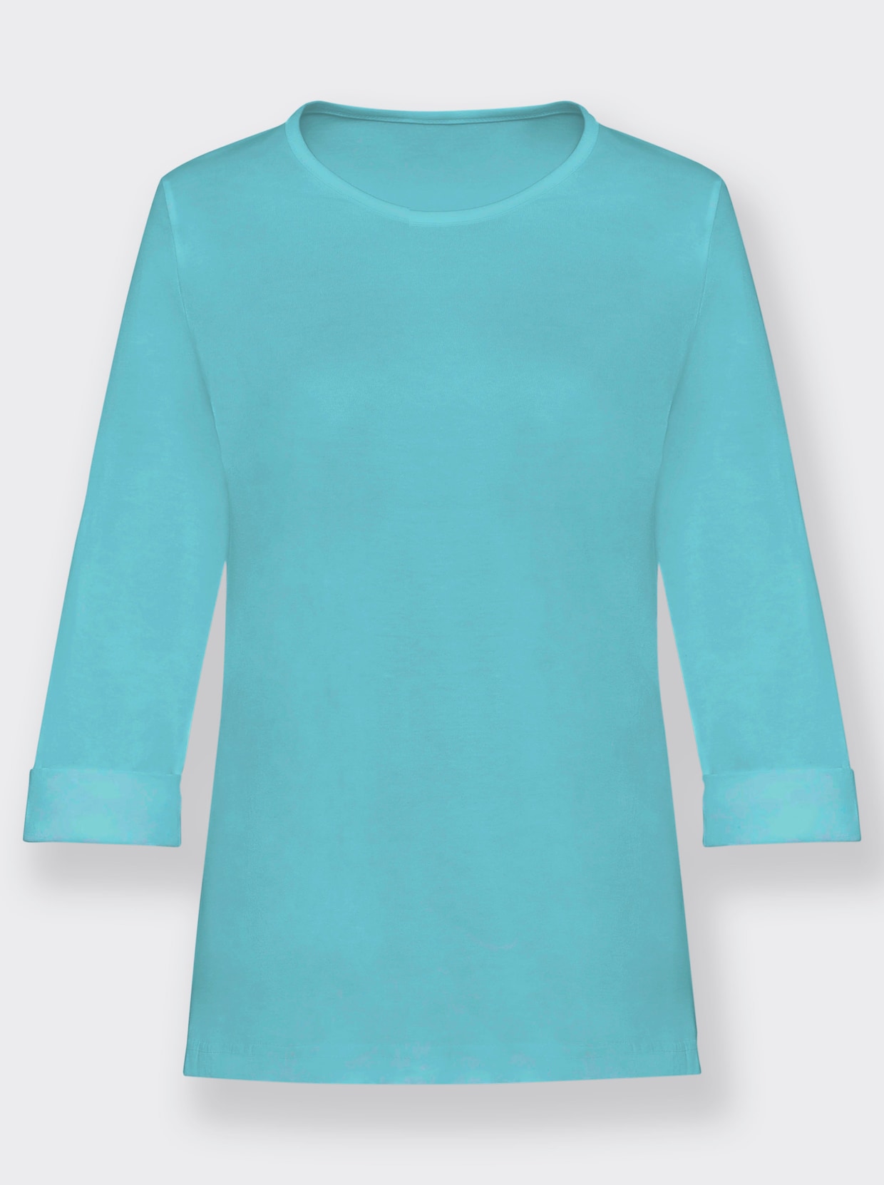 Shirt met ronde hals - turquoise