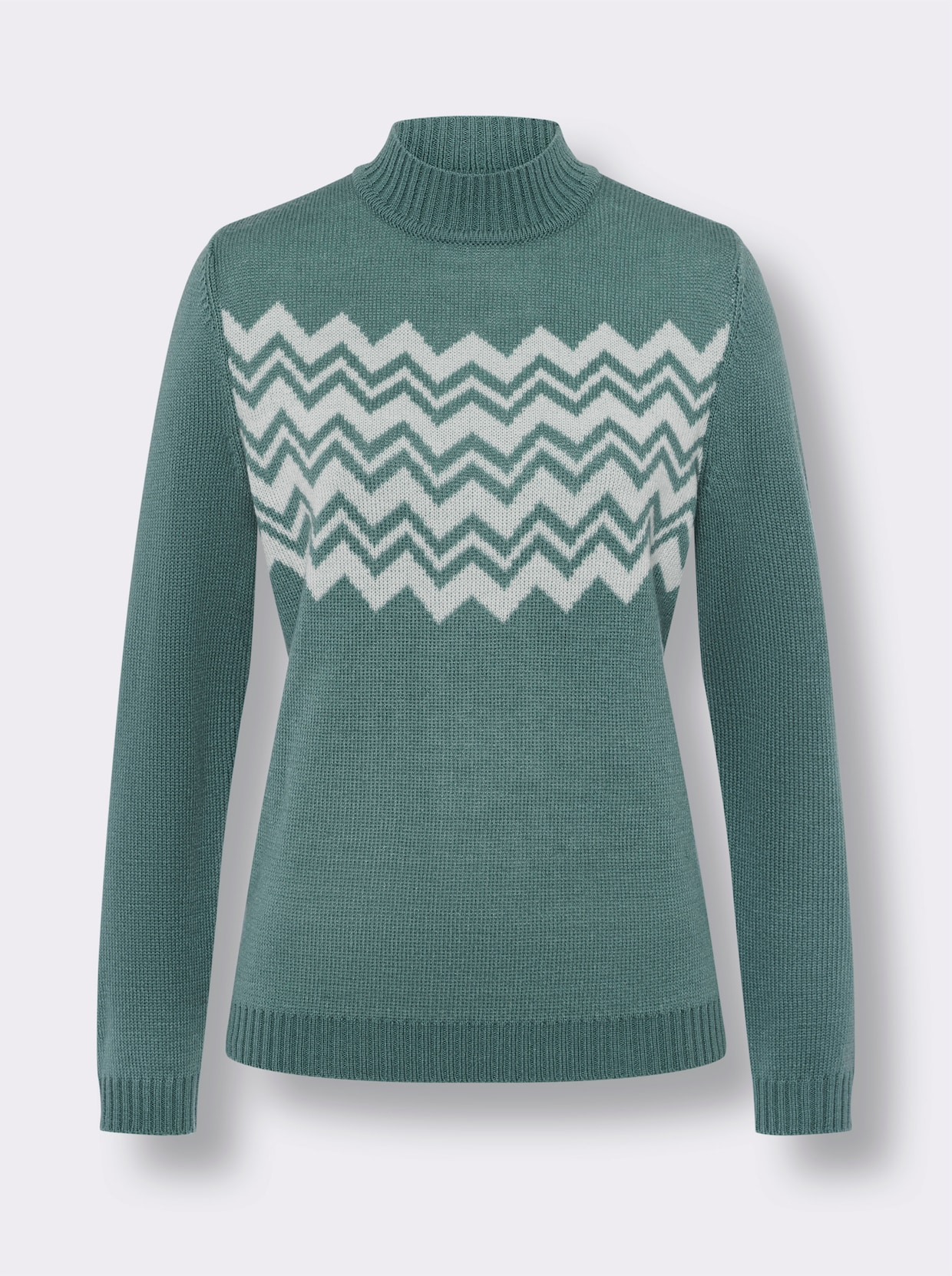 Stehkragenpullover - jade-ecru