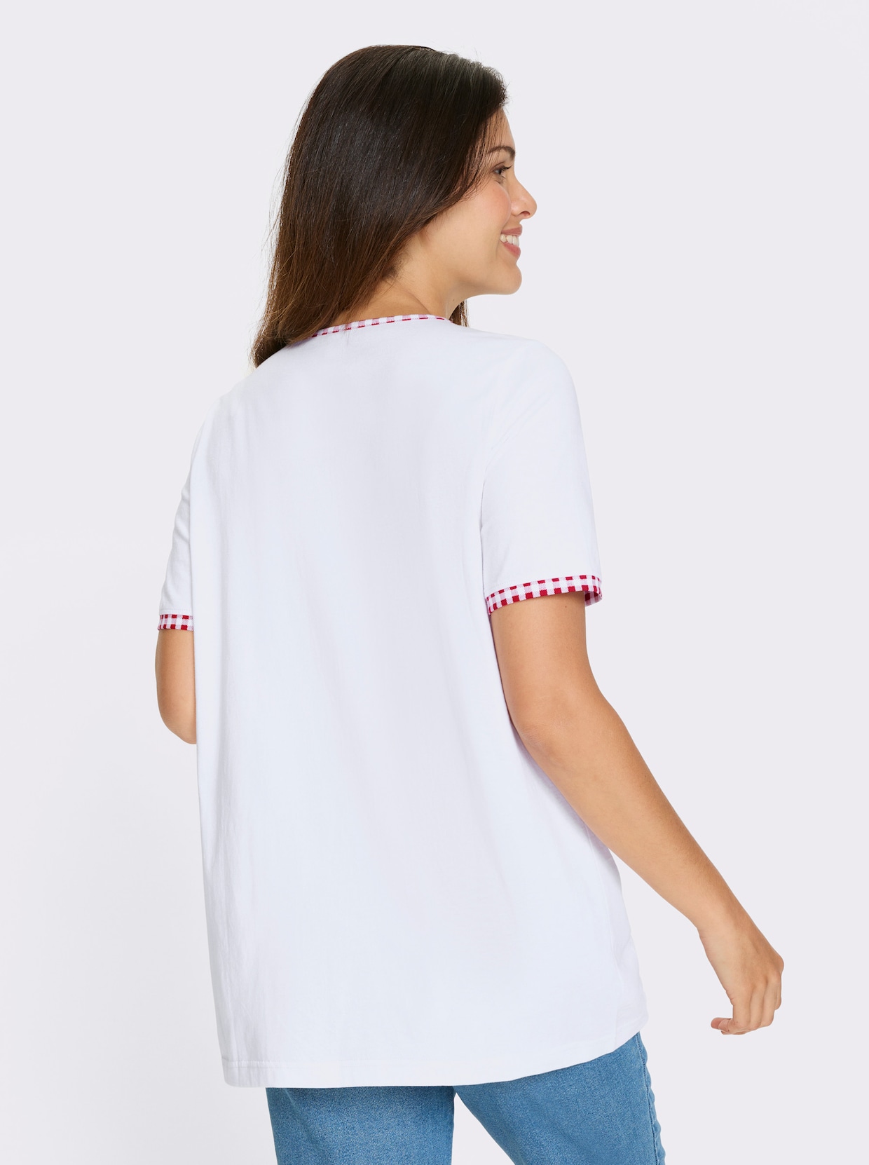 Longshirt - weiß-rot