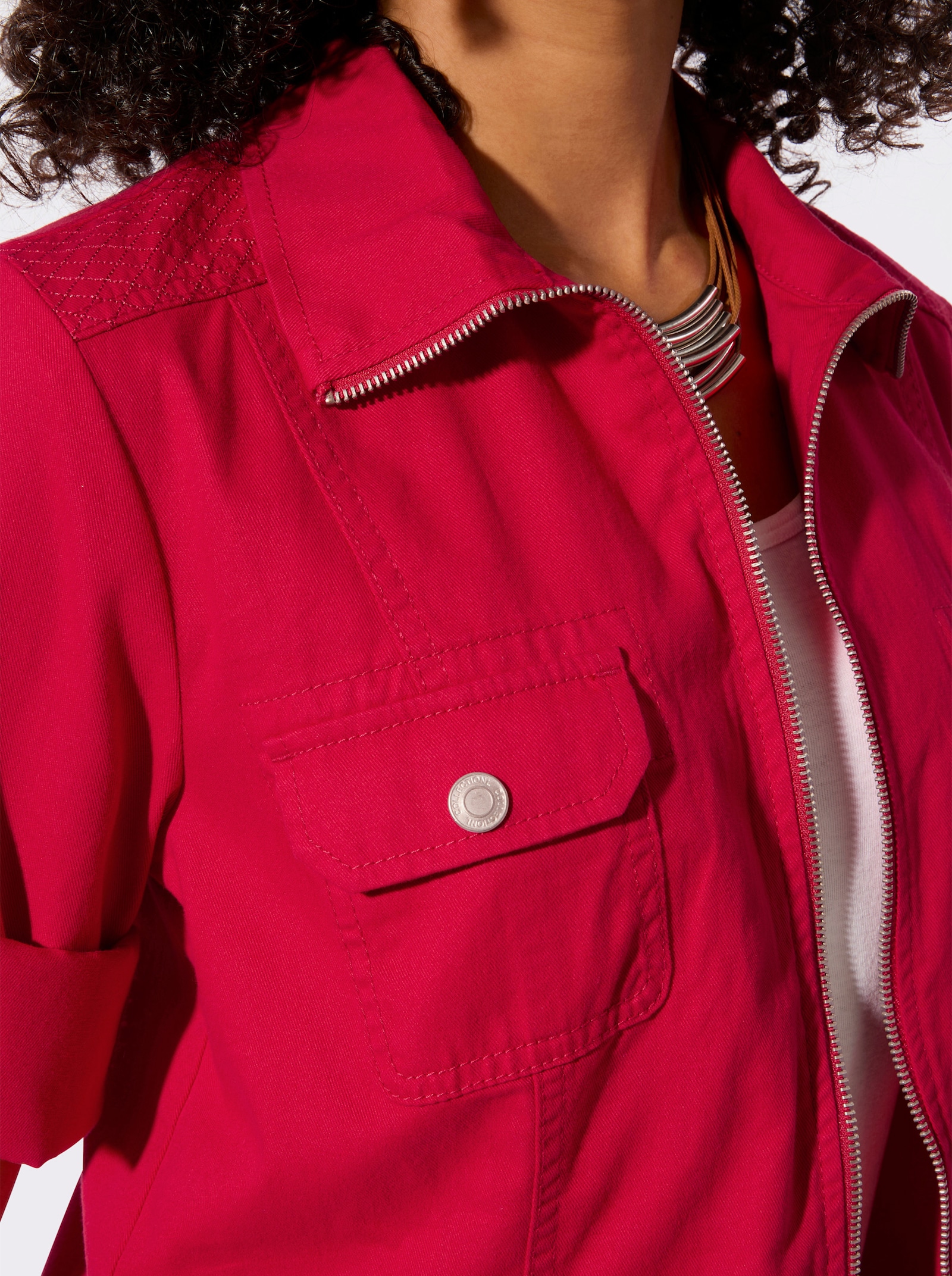 Blusenjacke mit Brust-Klappentaschen - rot