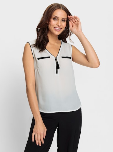 Blusentop mit Falte unterhalb der Rückenpasse - weiß