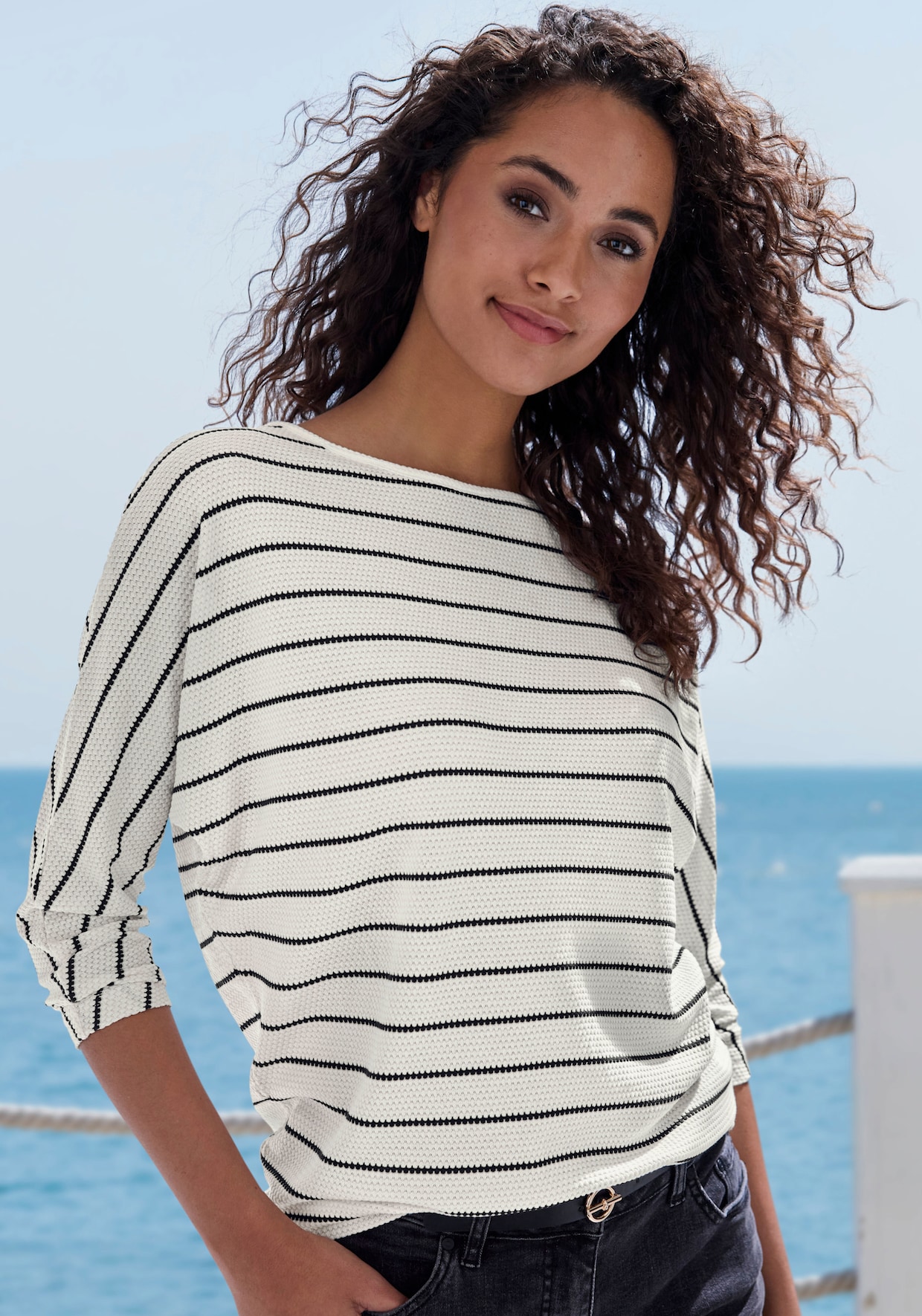 Vivance Shirt met 3/4-mouw - wit, zwart