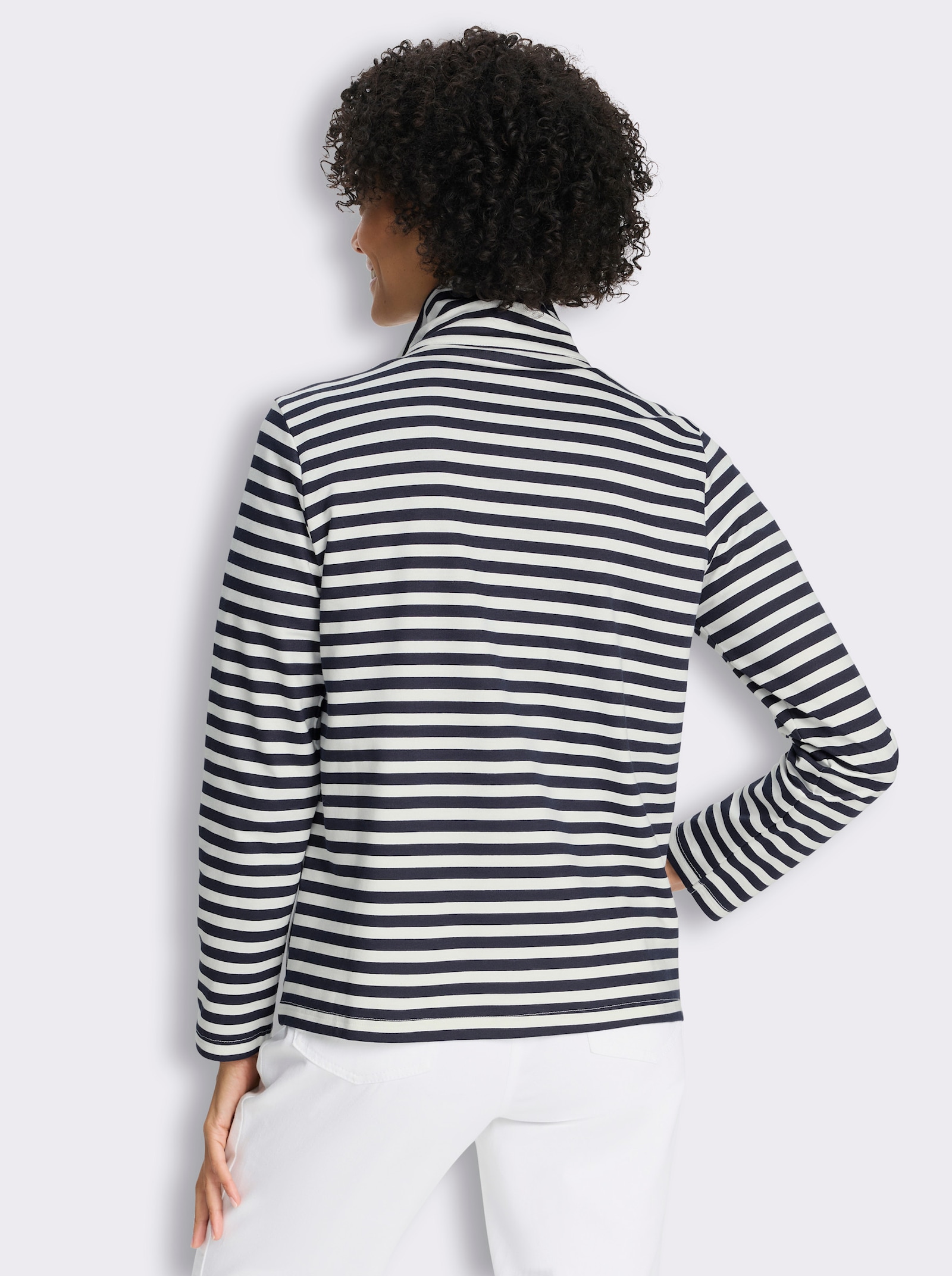 Sweatjacke im lässigen Streifenmuster - marine-ecru-gestreift