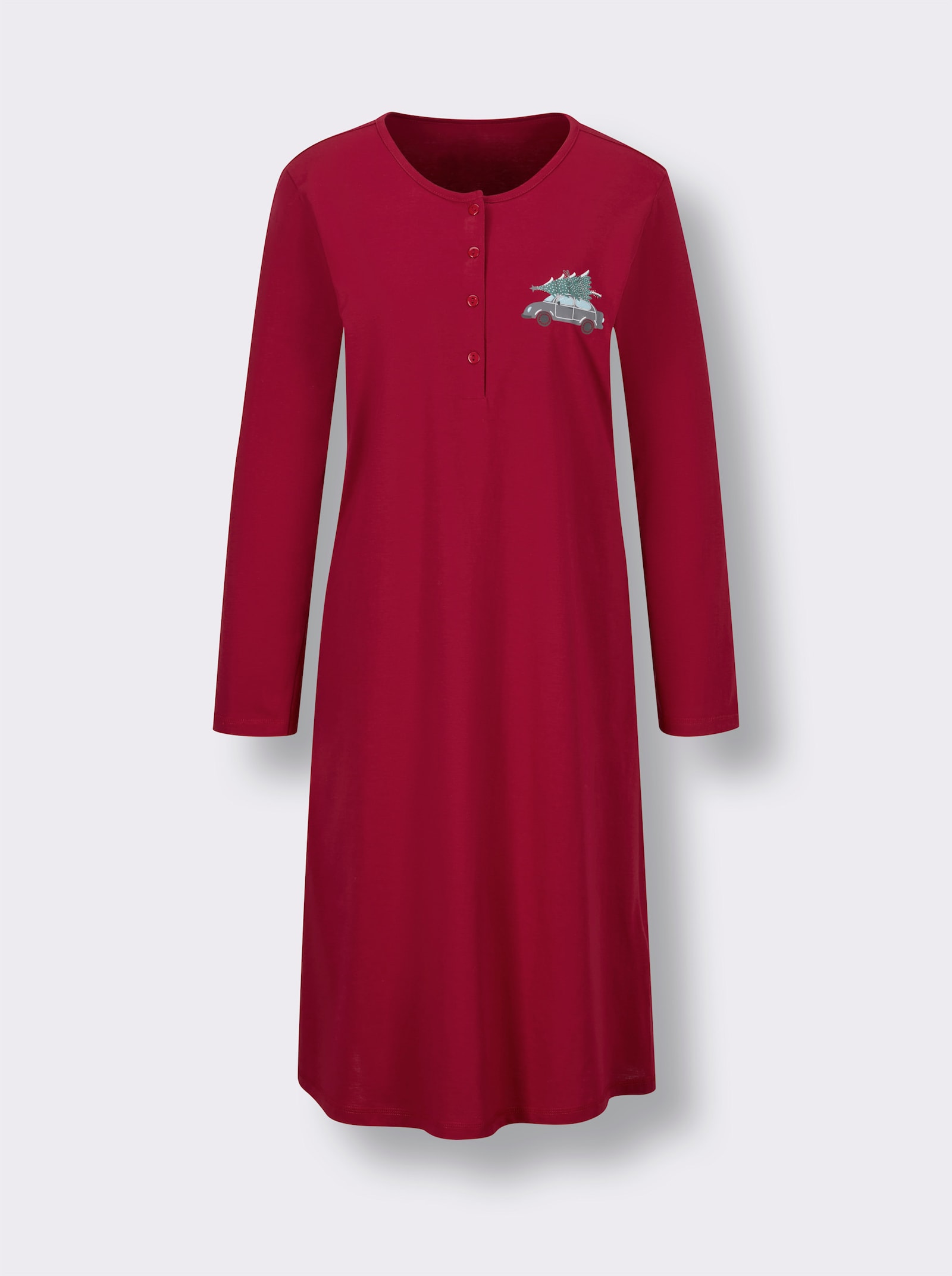 Comtessa Sleepshirt mit Knopfleiste - rot-anthrazit