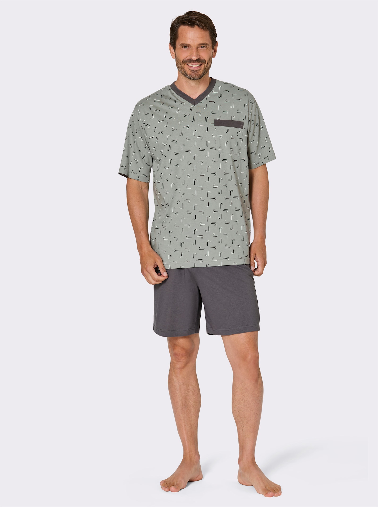 Comte Shorty - salbei-anthrazit-bedruckt