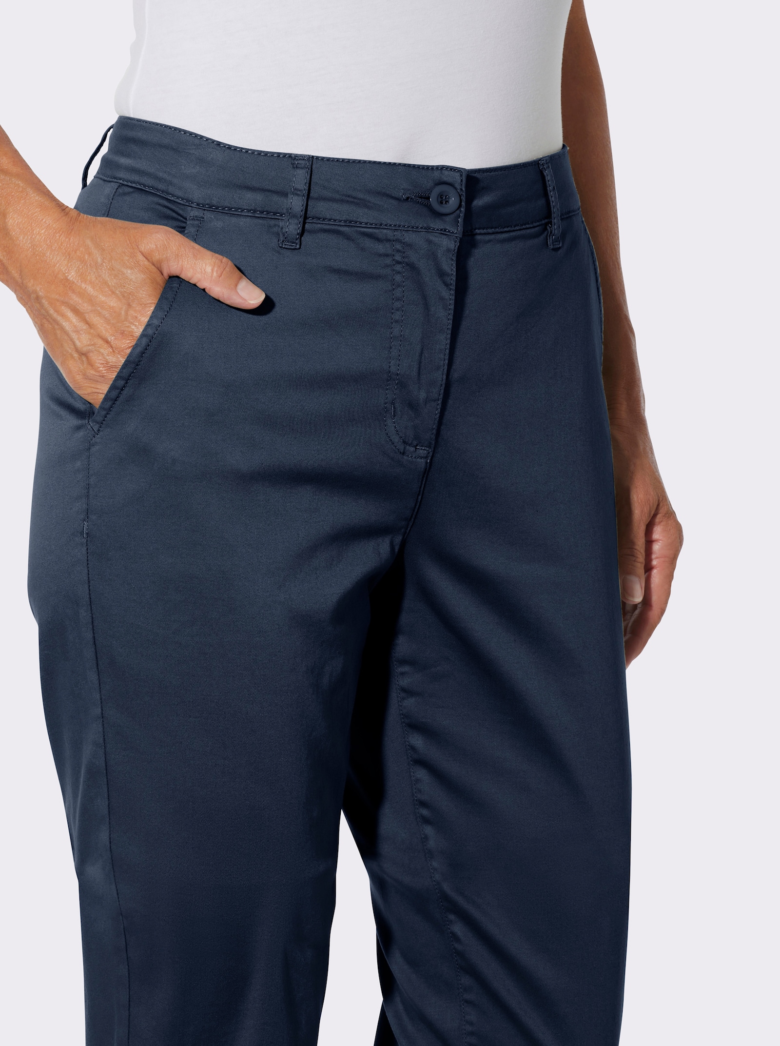 Chinohose mit Satin-Glanz - dunkelblau