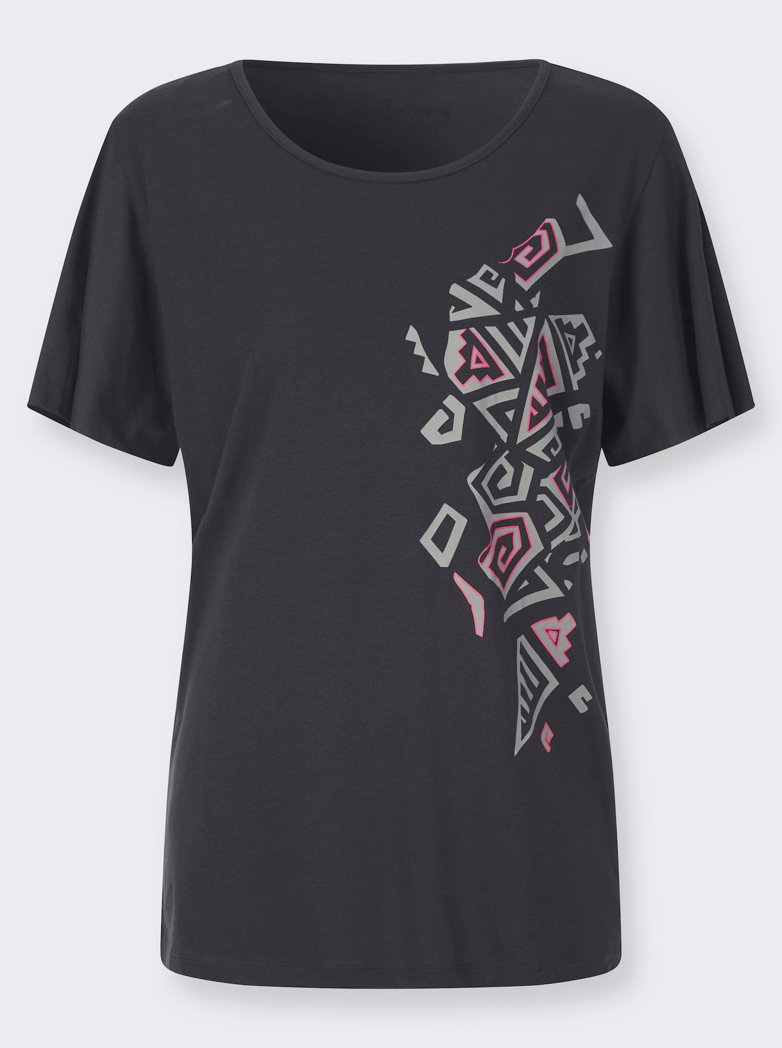 Dlhé tričko, etno potlač - čierna