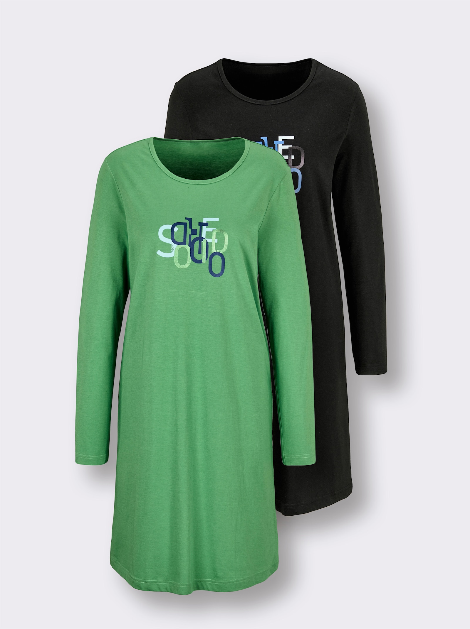 wäschepur Sleepshirts im 2er-Pack - apfel + schwarz