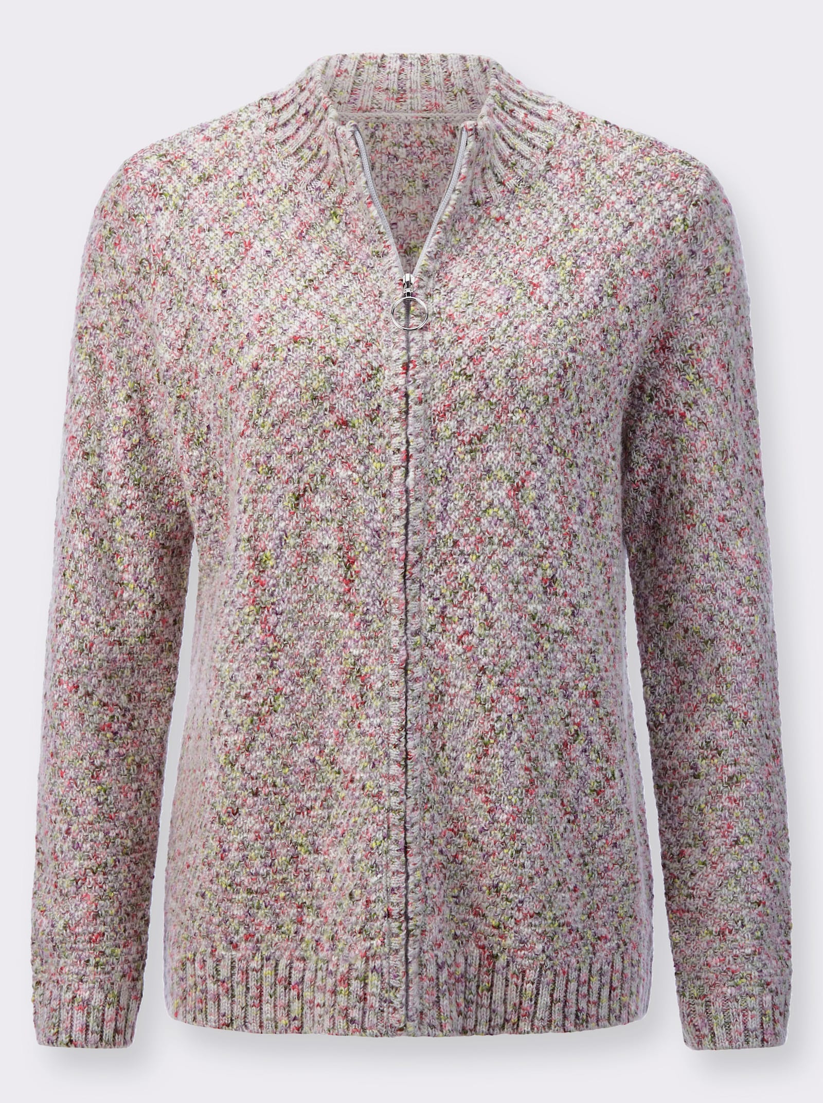 Strickjacke in Melange-Qualität - hellgrau-meliert