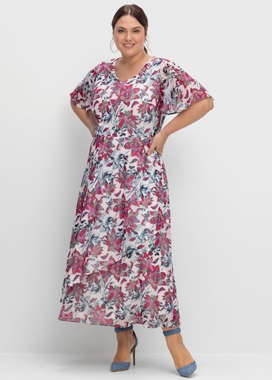 sheego Chiffonkleid - beere-gemustert