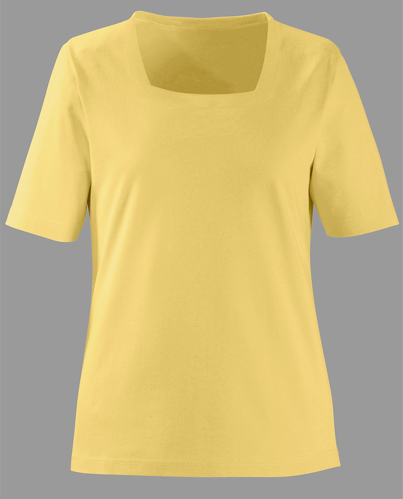 Kurzarmshirt mit Karree-Ausschnitt - gelb