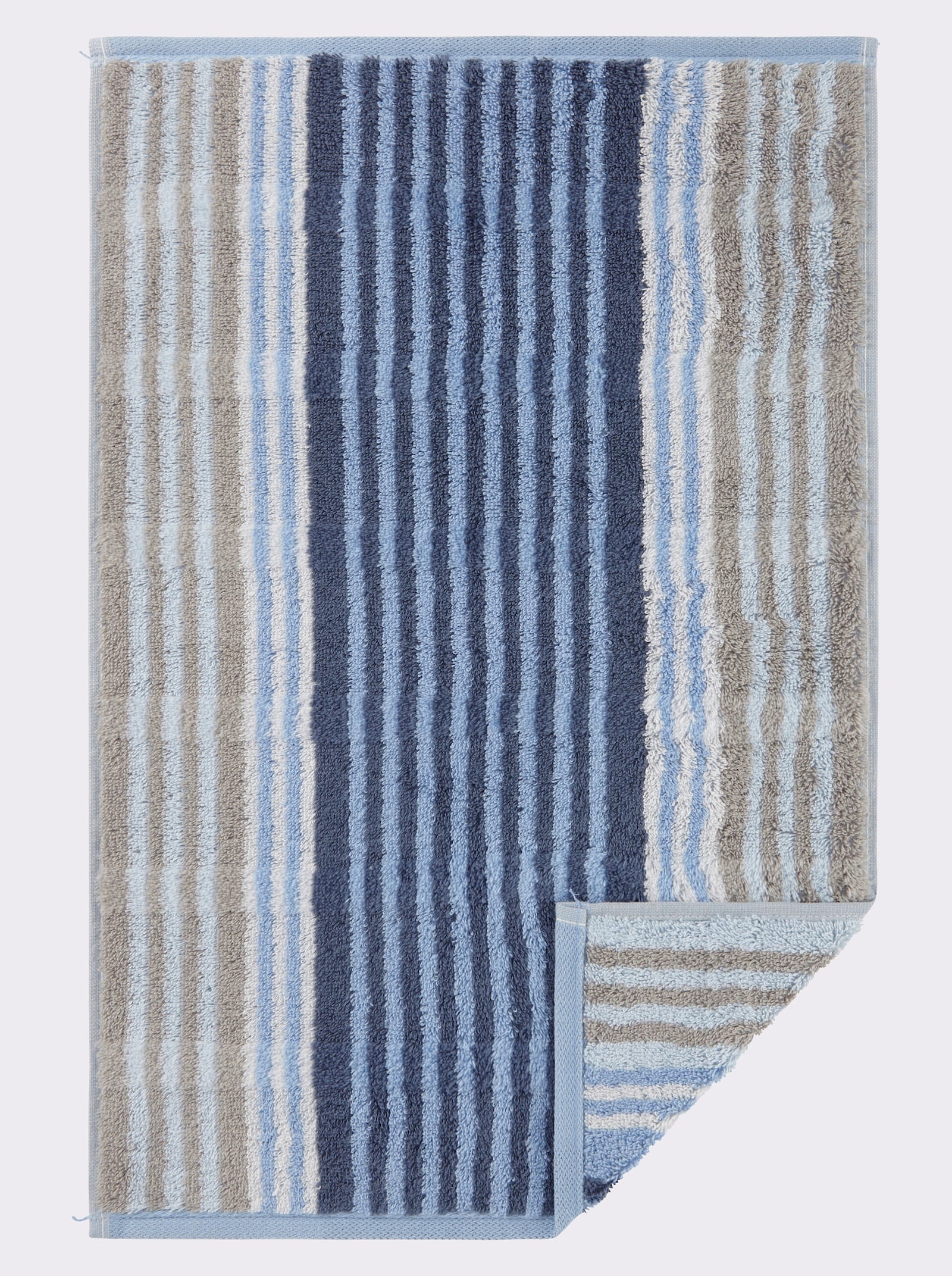 Cawö Handdoek - duivenblauw gestreept