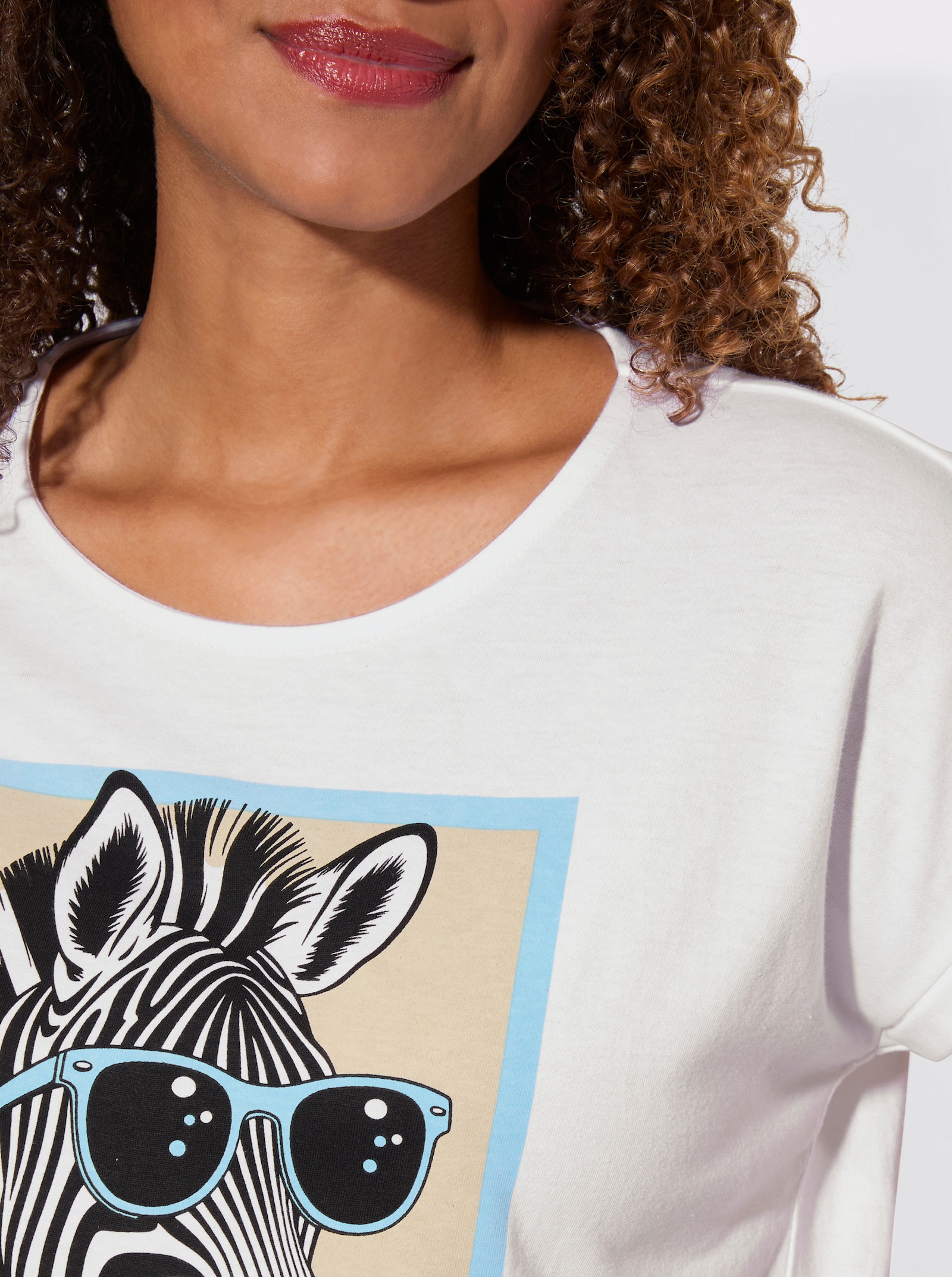 Shirt mit Zebra-Motiv - weiß-schwarz-bedruckt