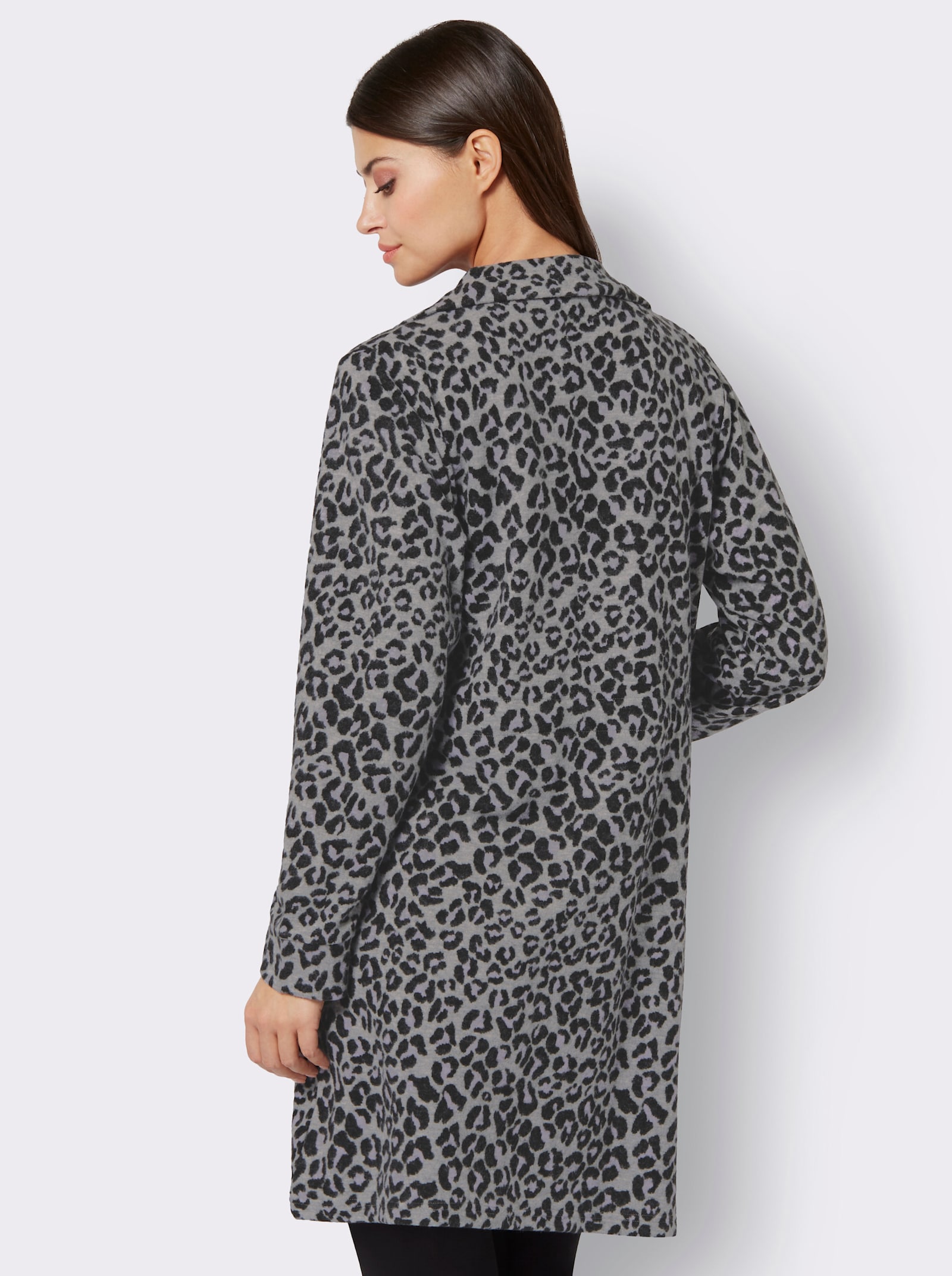 Comodo Lange jas - grijs gemêleerd/zwart gedessineerd