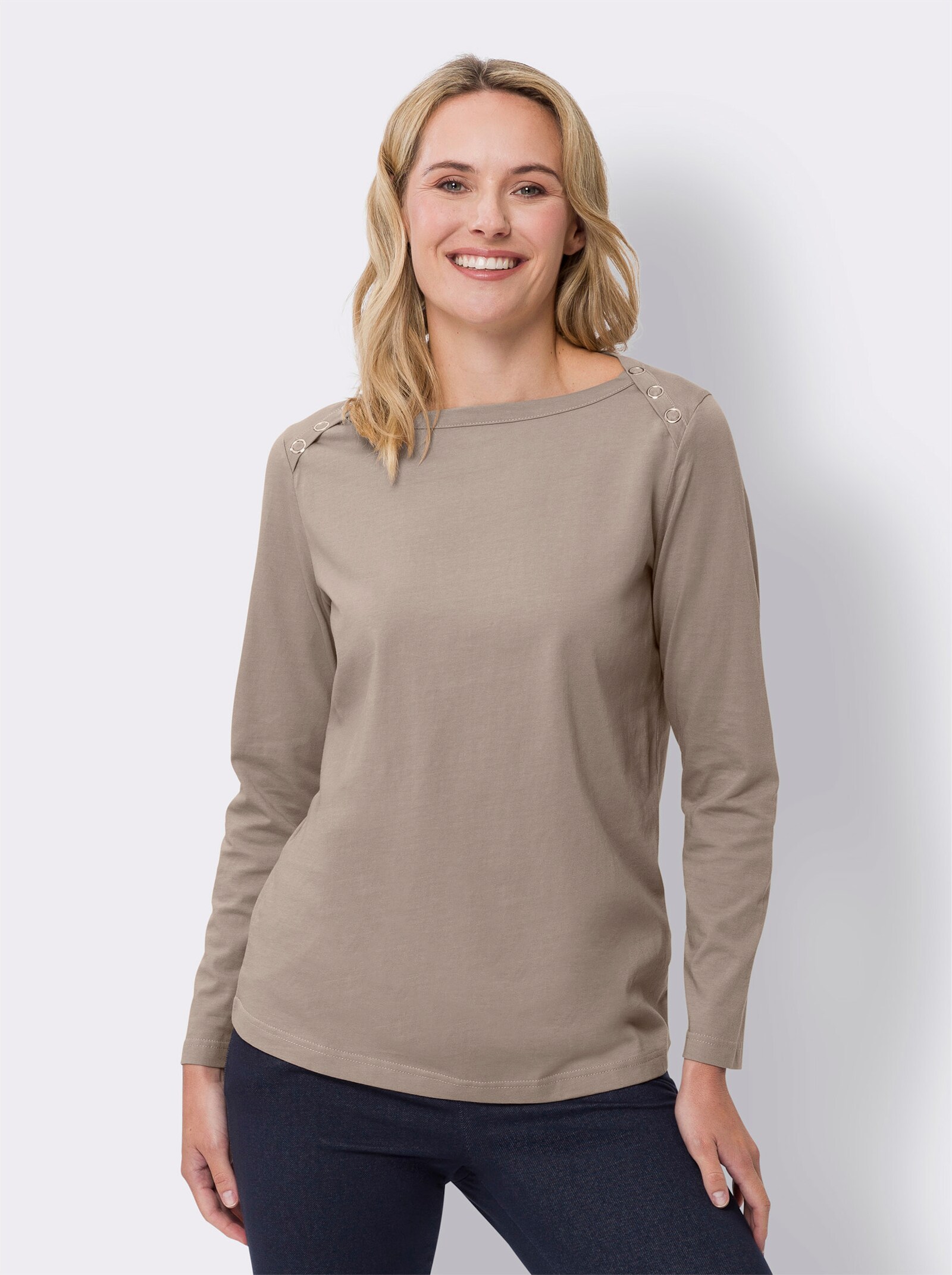 Shirt met lange mouwen en oogjes - sesam